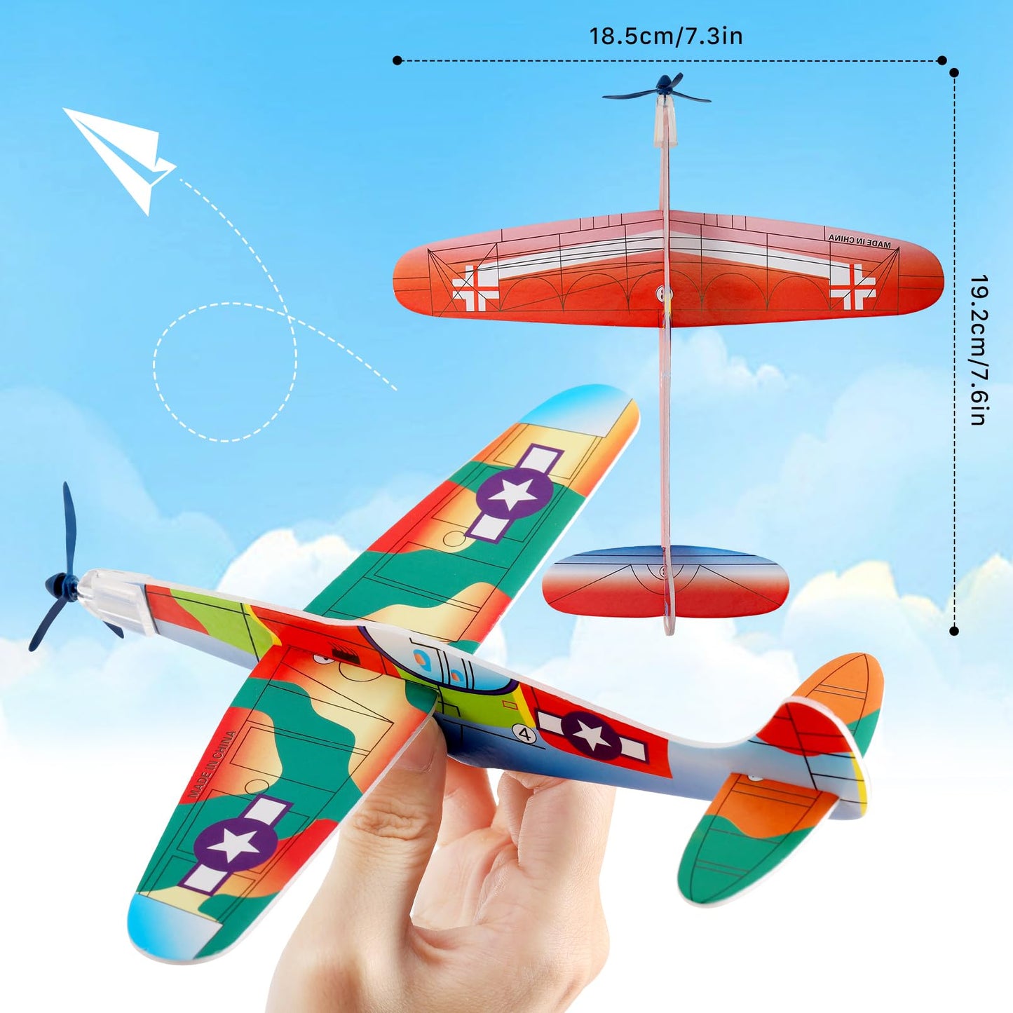 CACASO 36 Pack Foam Airplane Toys for Kids, Glider Planes for Boys & Girls, Birthday Party Favors, Outdoor Flying Toy, Mini Airplanes Classroom Prize Exchange Gift, Carnival Prize