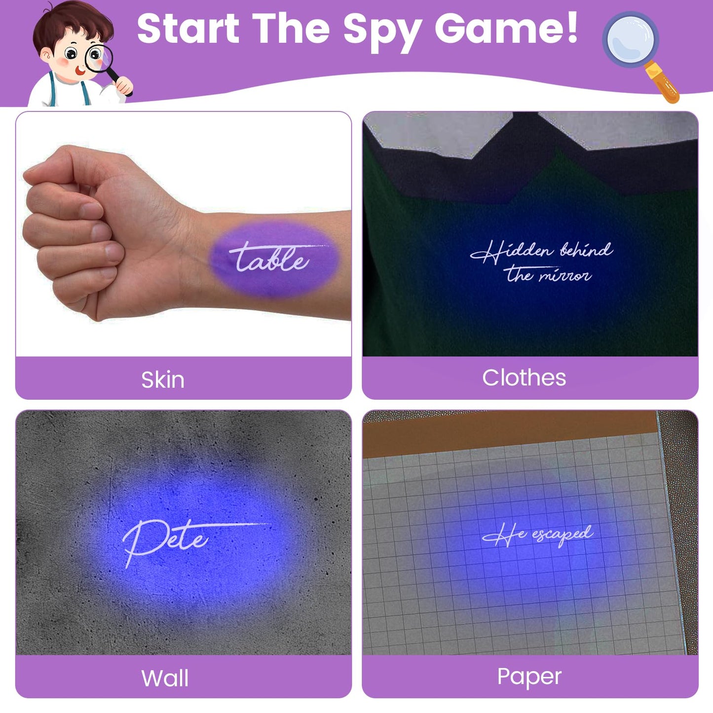 Invisible Ink Pen with UV Light, 36 Pcs Spy Pens, Party Favors for Kids 8-12 4-8, Classroom Prizes for Students, Magic Marker for Secret Messages, Party Birthday Halloween Goodies Christmas Stuffers