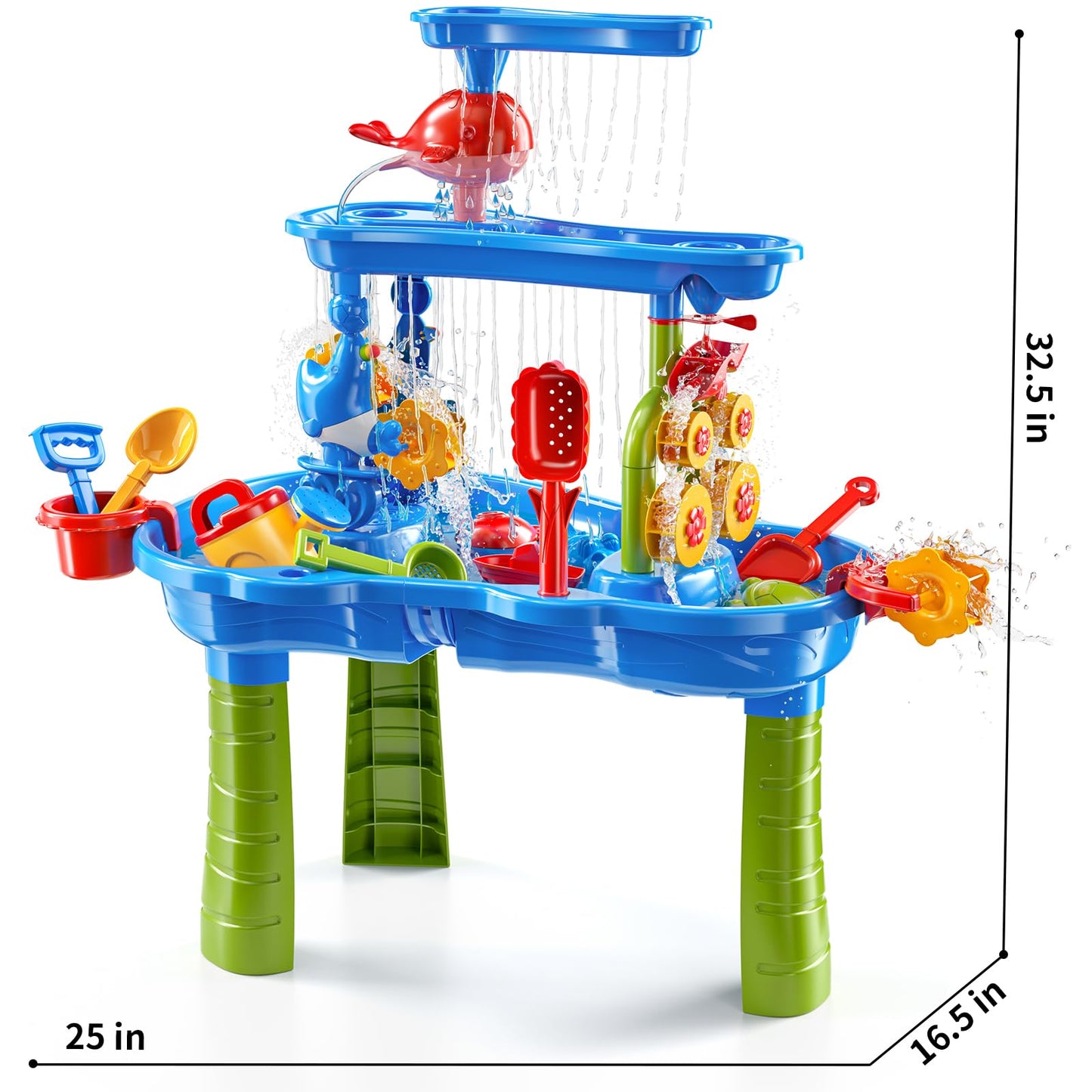 JUKUDAHU 3-Tier Water Table for Kids Ages 4-8 3-5, Sand and Water Table for Toddler with Beach Toys, Outdoor Toys Activity Sensory Play Table, Birthday Gifts for Toddlers 2 3 4 5 6 7 8 Boys Girls