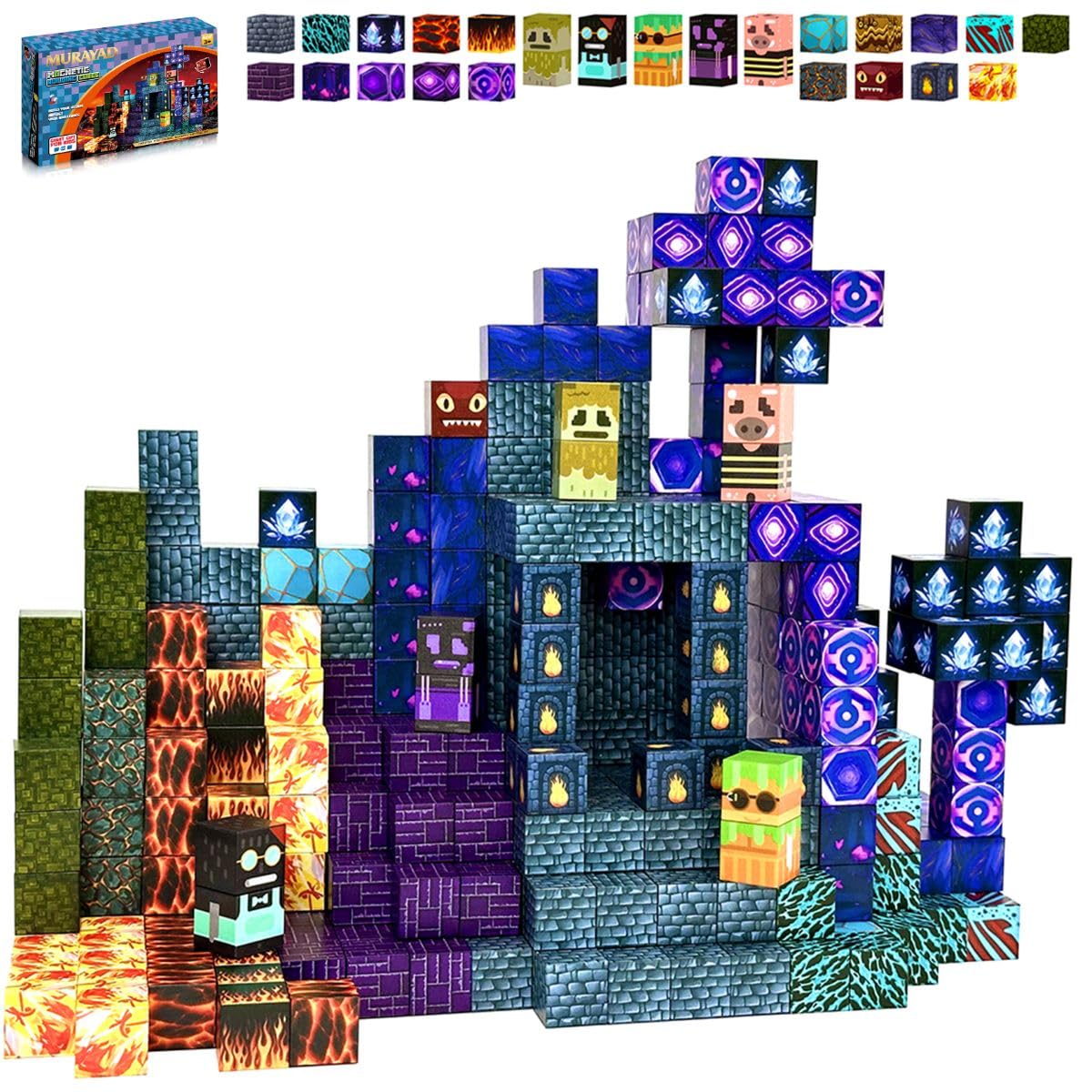 Murayad 200PCS Magnetic Blocks Set for Kids Ages 3+Educational Magnet Building Construction Blocks, Creative Sensory Montessori Preschool Learning Toys & Birthday for Toddlers, Boys & Girls
