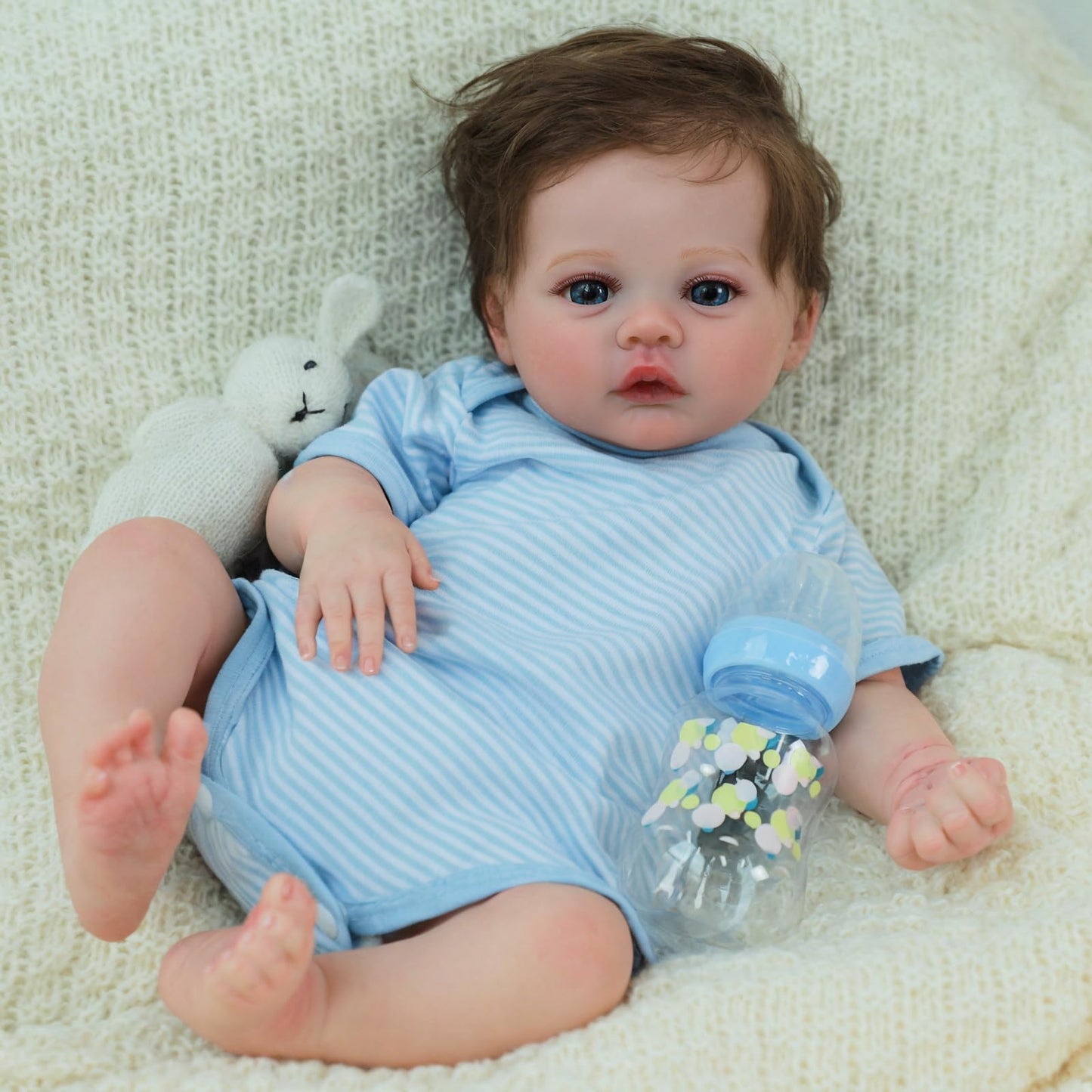 SCOM 18-Inch Reborn Baby Dolls Boy - Realistic Newborn Baby Doll, Lifelike Weighted Soft Body, Adorable Poseable Real Life Doll with Accessories – for Kids Age 3+ & Collectors Gift