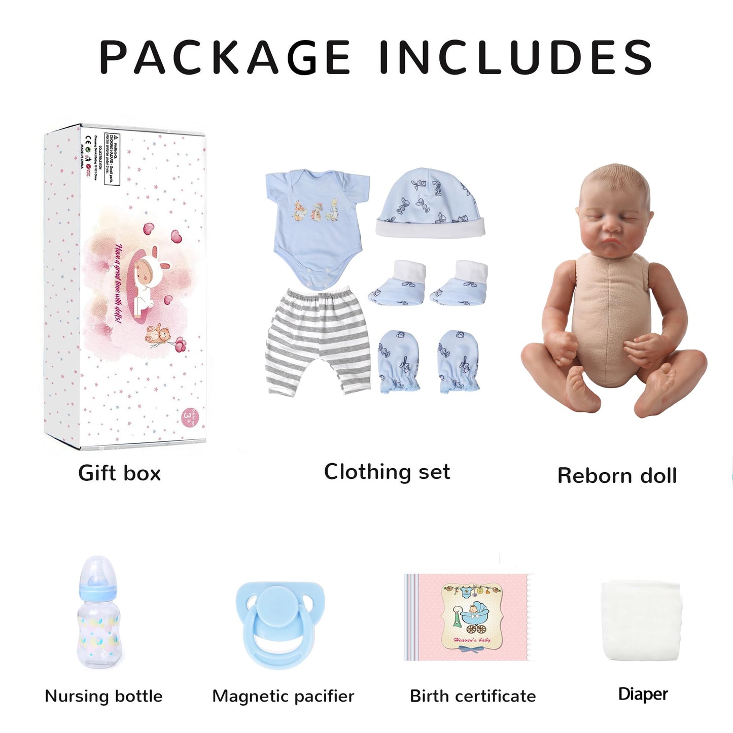 KSBD Realistic Reborn Dolls Levi - 18 Inch Lifelike Sleeping Baby Boy that Look Real Soft Cloth Body Newborn Baby Dolls Poseable Advanced Painted with Gift Box Set for Kids Age 3+