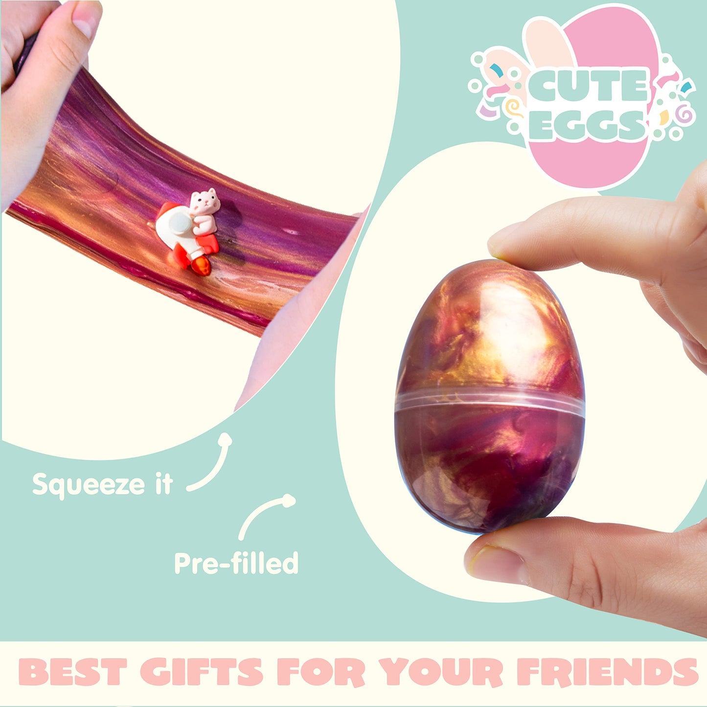 JOYIN 24 Pcs Galaxy Slime Eggs with Toys, Unscented, Multi-color, Easter, Space Theme, 3+ Years, Small, Multi Color, Slime with Toys, Putty, Childrens Multi-item Party Favor Packs, Unisex Children