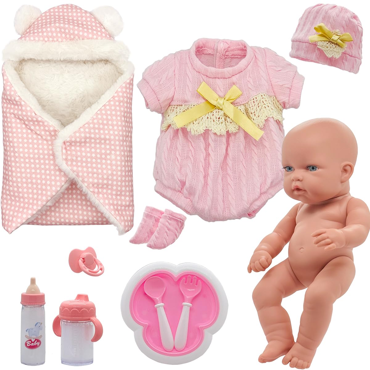 Ferberbears Baby Doll with Accessories Soft Blanket 12 Inch Baby Dolls for Toddlers 1-3-5 Years Old Girl Gifts Playset Toy