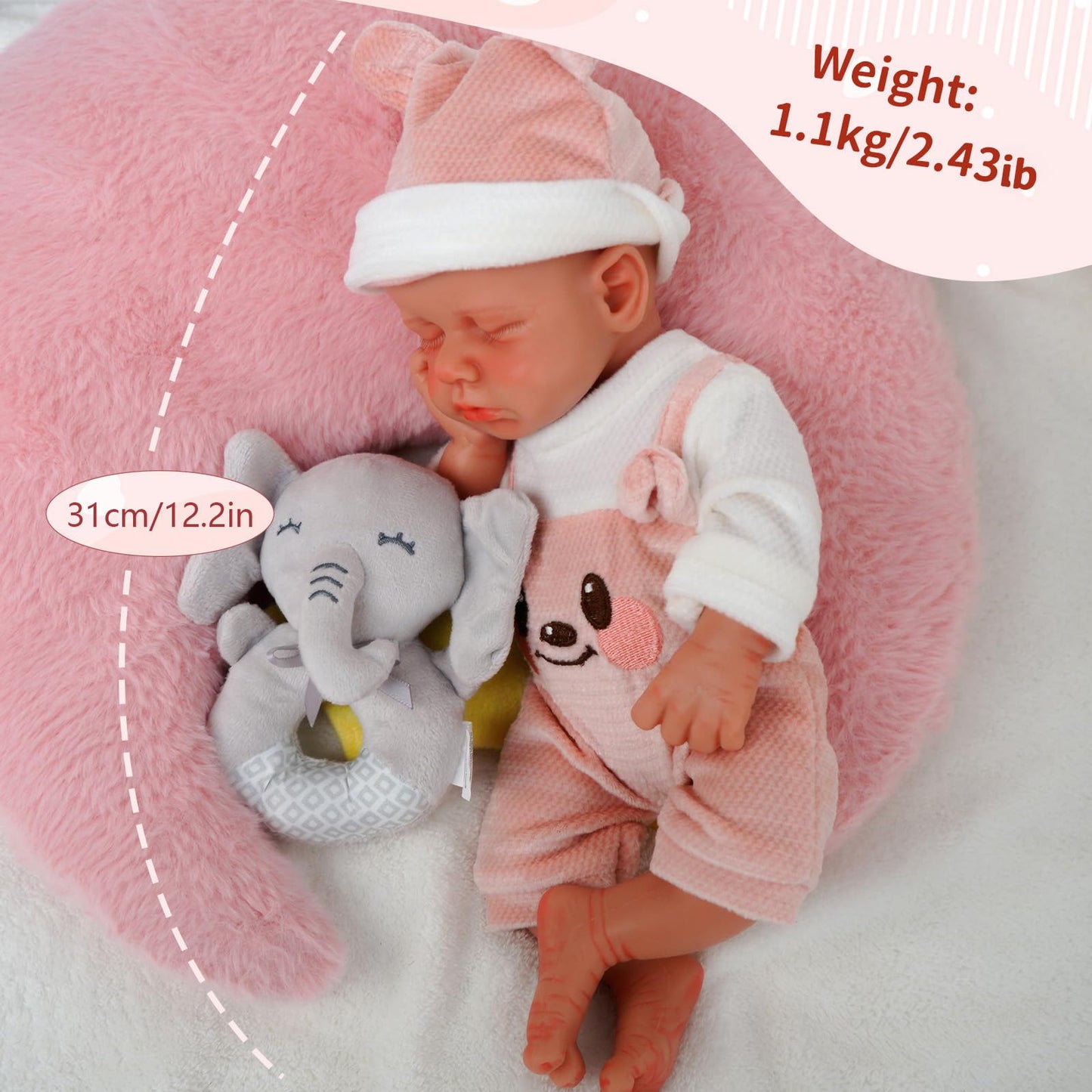 Girl 12 Inch, Full Silicone Baby Doll, Reborn Baby Dolls Silicone Full Body, Sleeping Position Newborn, Not Vinyl