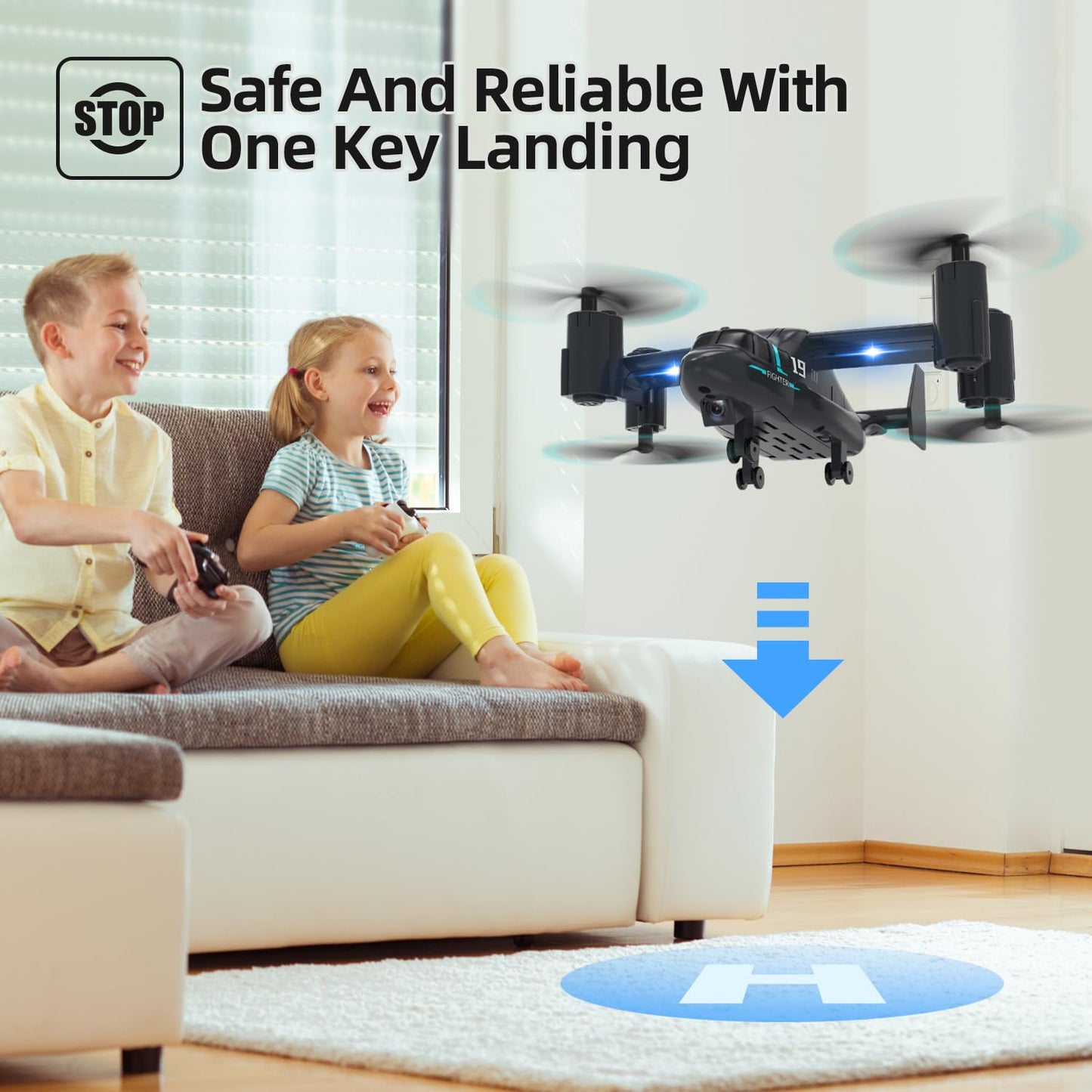 LMRC LM19-A Drone with HD Camera for Beginners, WiFi Live Video Remote Control Airplane, Easy & Ready to Fly RC Plane, RC Quadcopter Gift Toy for Boys, Girls age 14& Adults, 2 Batteries (Dark Blue)