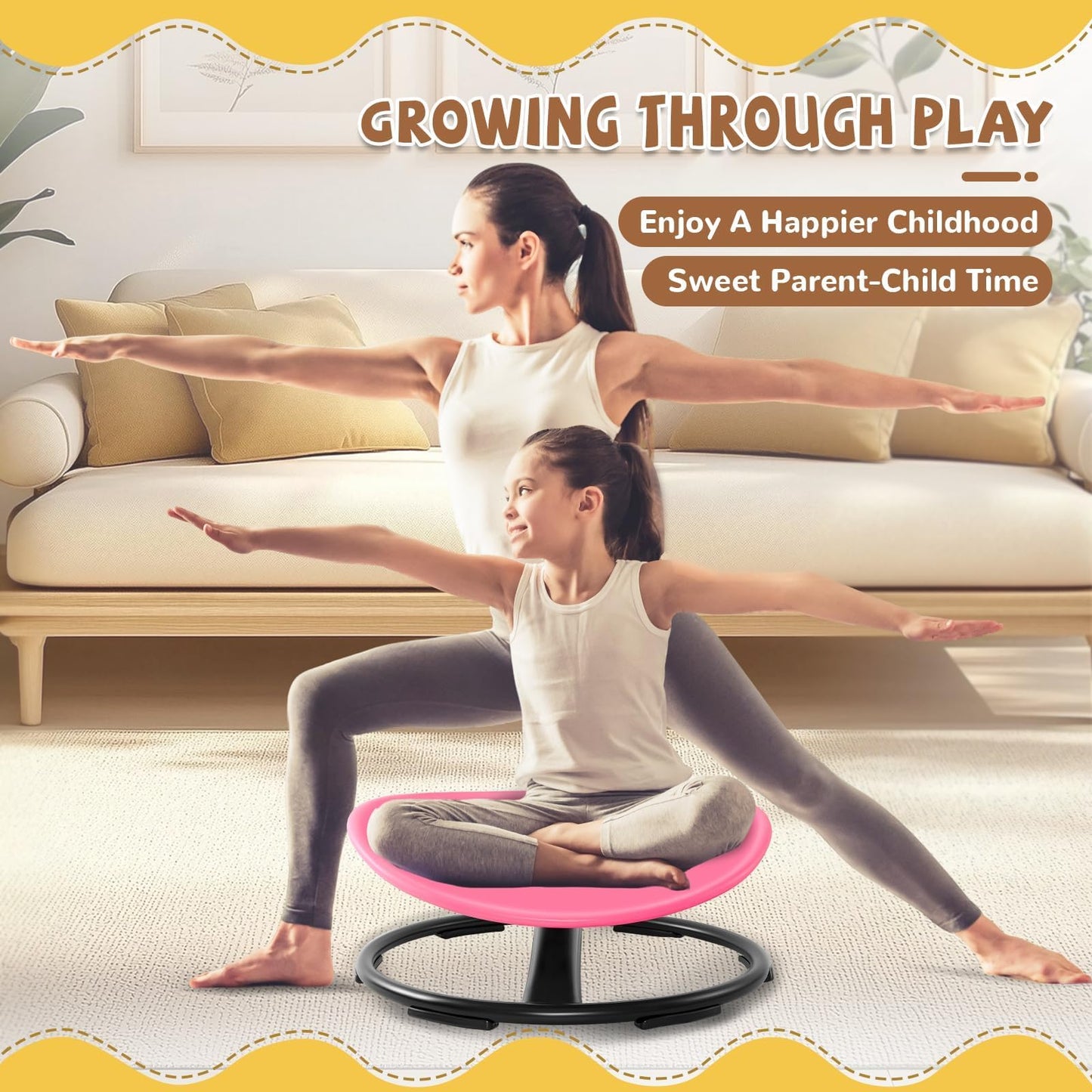 Zhenx Spinning Chair for Autistic Kids (Ages 3-18) - 220LBS Capacity Sensory Swivel Seat - Sensory Toy for Teens with ADHD/Autism - Sit and Spin Calming Gift to Improve Focus & Body Balance (Pink)