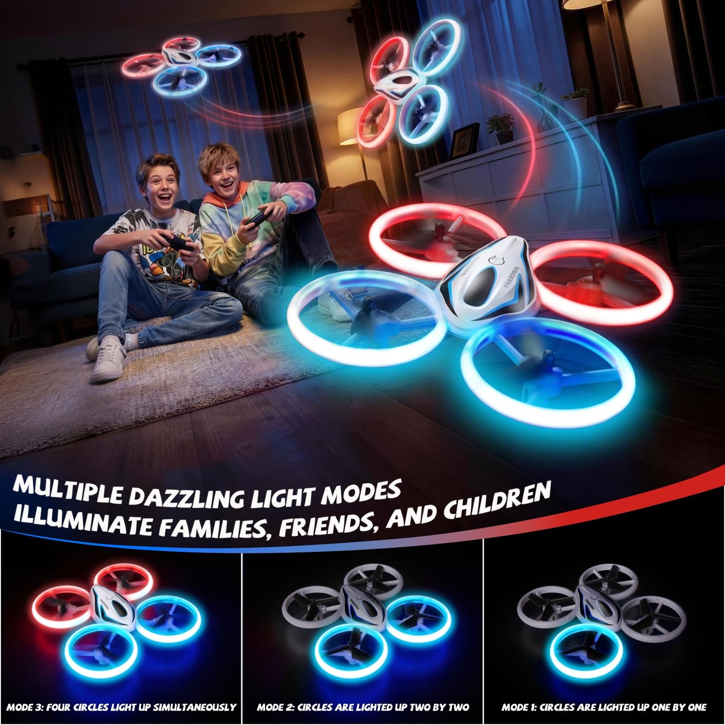Drone for Kids & Adult, 3 Batteries 24 Min Flight Time, Anti-Collision RC Quadcopter with LED Light, Altitude Hold, Easy to Fly Kids Gifts for Boys & Girls Ages 14+