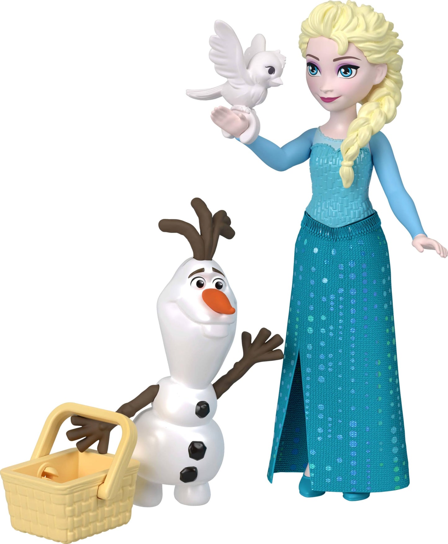 Mattel Disney Frozen Toys, Small Doll 4-Pack with Anna, Elsa, Kristoff & Olaf, Plus Fountain and 3 Storytelling Accessories, Inspired by Movie