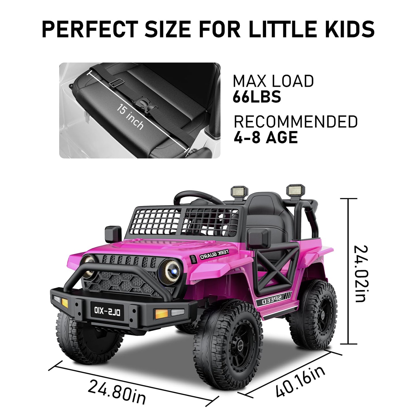 YunTopKids Ride on Car for Toddlers 1-3, 12V 7Ah Kids Electric Car with Parental Remote Control, Soft Start, Spring Suspension, Bluetooth Music, Ride on Toys Electric Vehicle for Boys Girls (Pink)