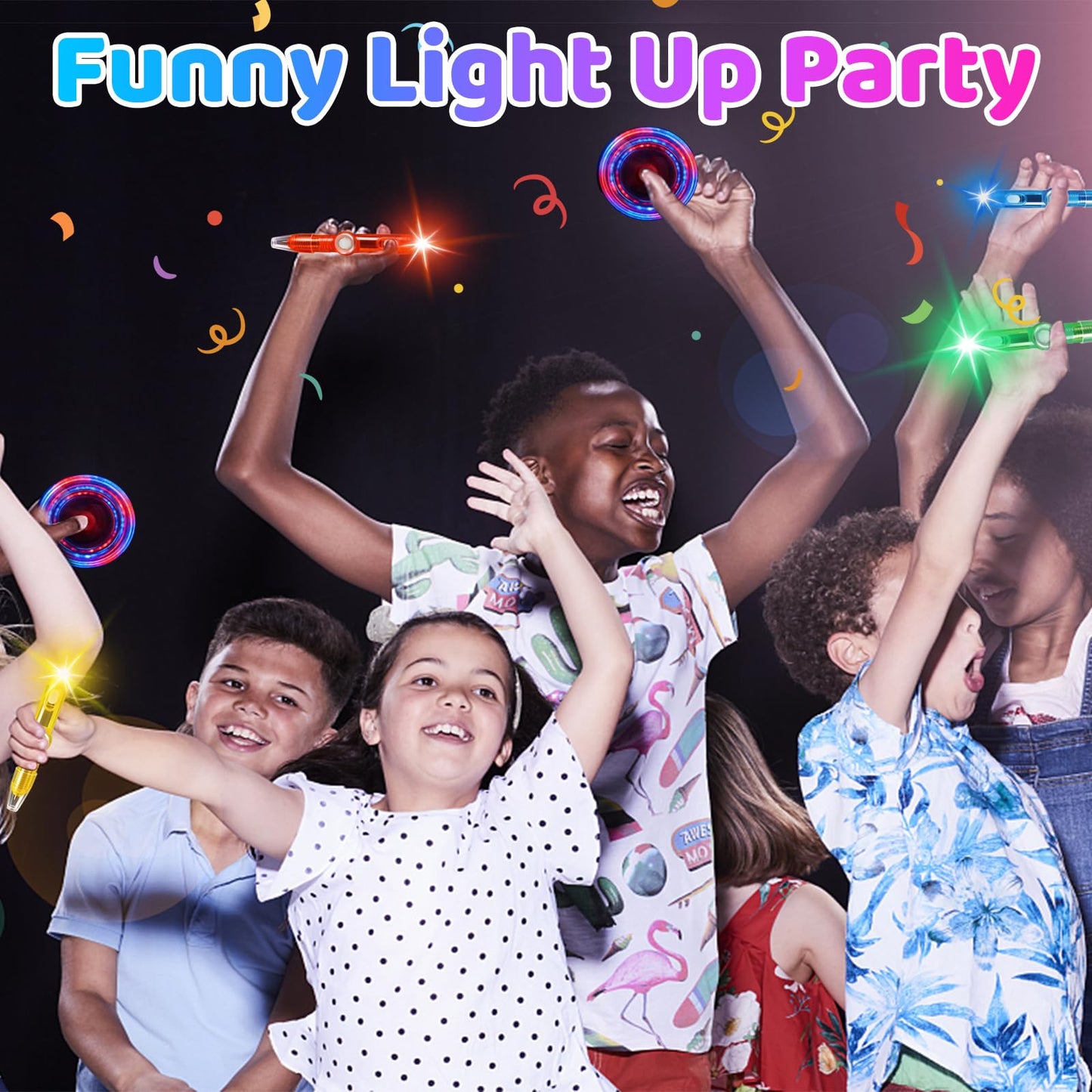 Thremhoo 24PCS Glow Fidget Spinner Pens Light Up Party Favors Treat Goodie Bags Stuffers Classroom Bulk Toys for Kids Prizes Toddlers Spinning Pens Boys Girls Birthday Students End Of The Years Gifts