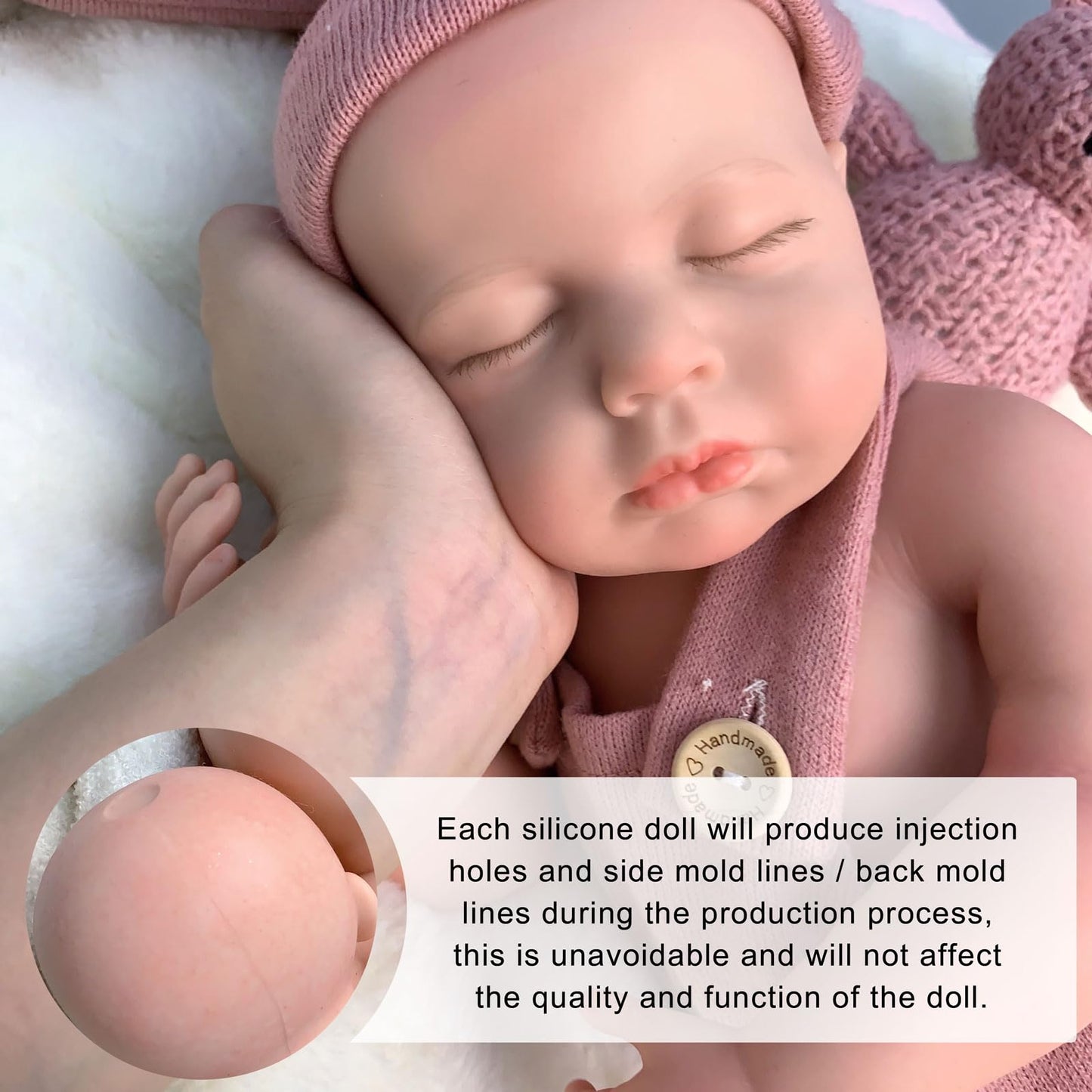 Gileutay 18 inch Lifelike Full Silicone Baby Doll Girl Open Mouth Realistic Reborn Dolls that Look Real Sleeping Baby