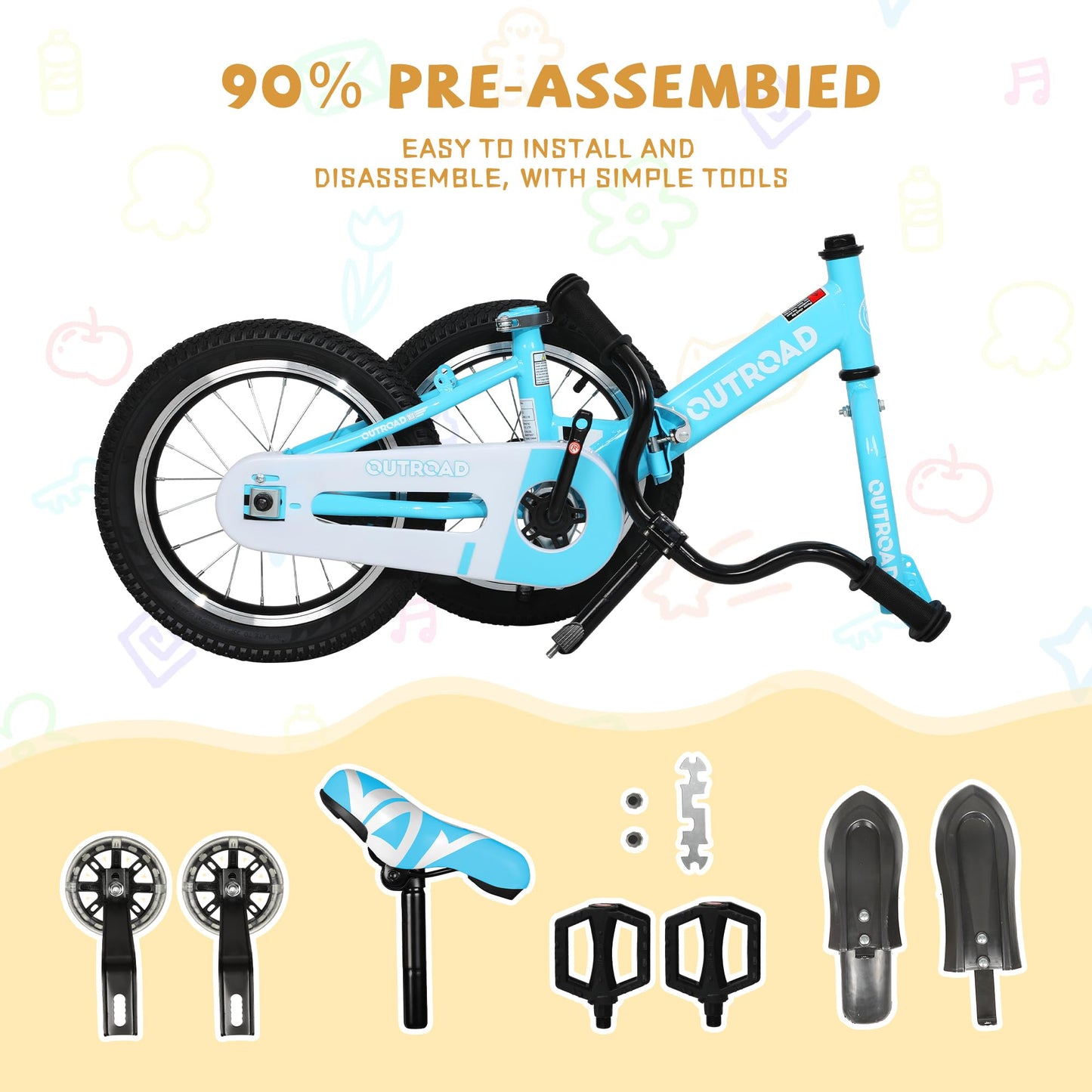 Max4out Folding Kids Bike for 3-9 Years Old Boys and Girls 14/16/18 Inch Foldable Kids' Toddler Bicycles with Flash Lighting Training Wheels and Dual Handbrakes, Baby Bike-14 Blue