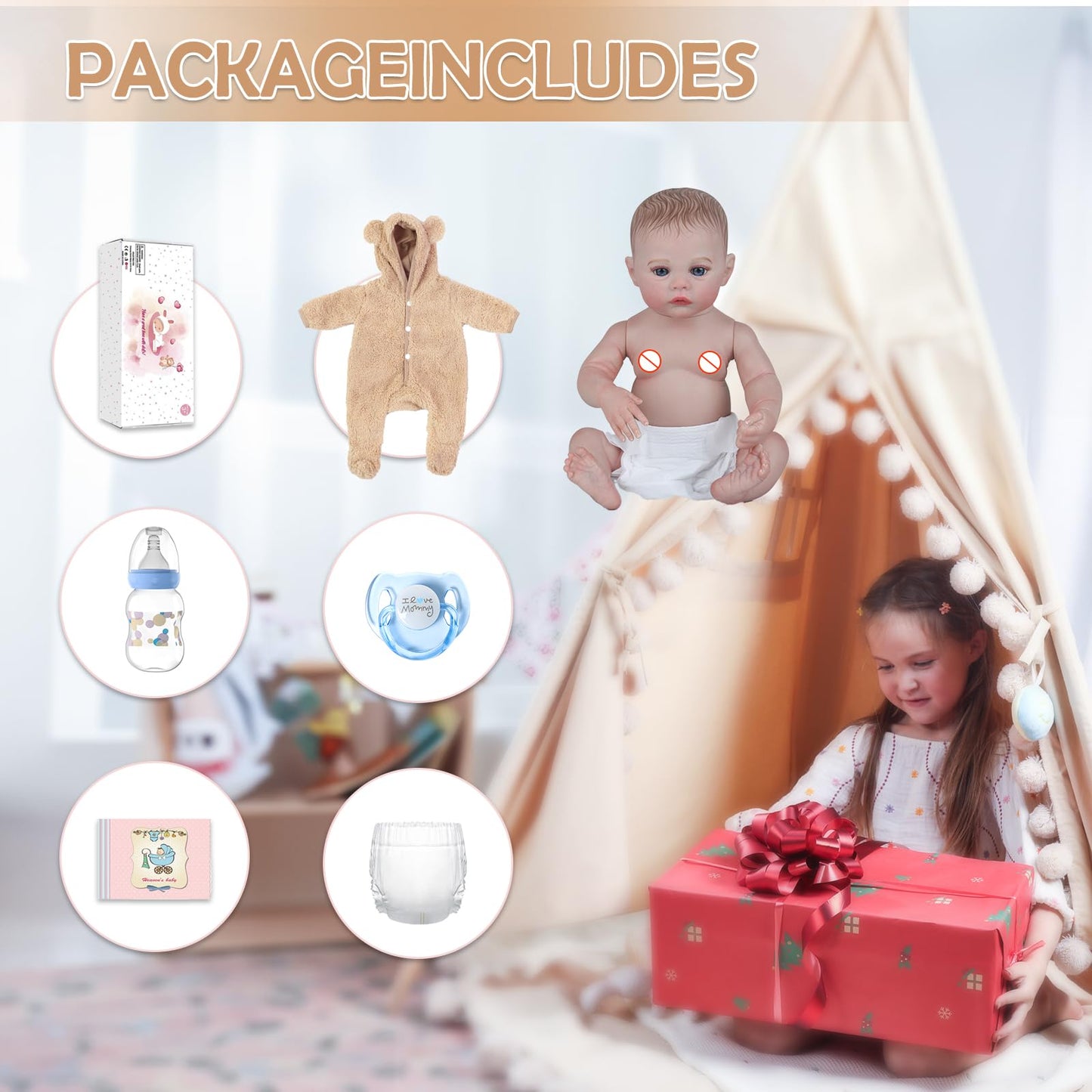 KSBD Reborn Baby Dolls - 18 Inch Realistic Baby Doll Lifelike Full Baby Boy Real Life Baby Doll with Soft Vinyl Body can Swimming with Accessories Gifts for Kids 3+