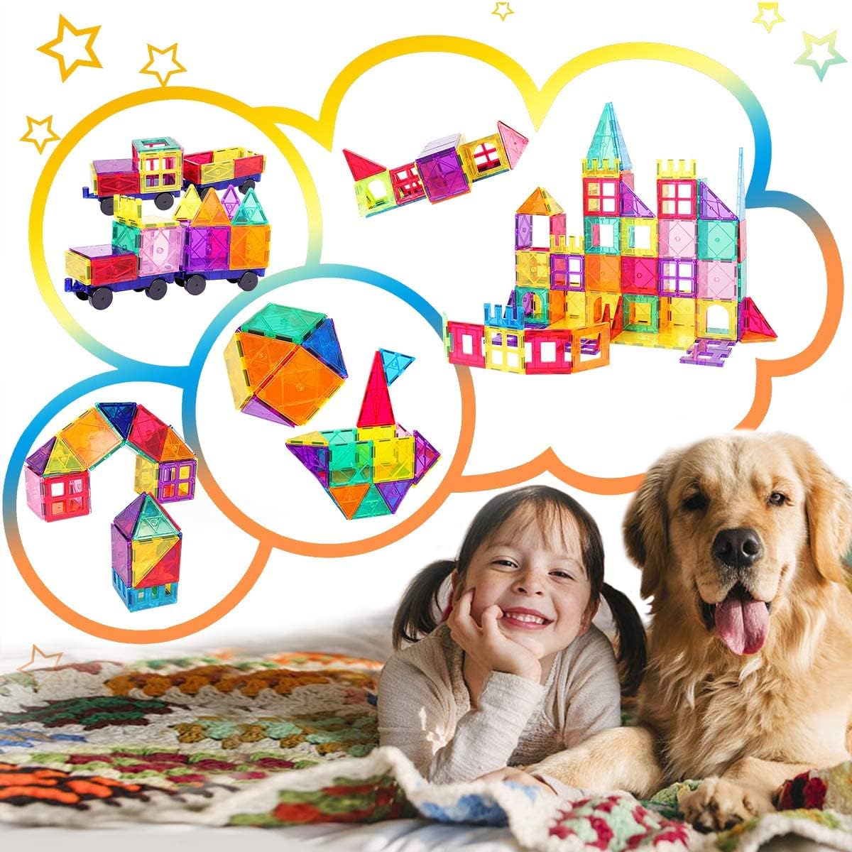 Landtaix 100pcs Magnetic Tiles Magnetic Building Blocks for Toddlers 3 4 5 6 7 Year Old Boys Girls Educational Magnet Blocks Christmas Birthday Gift Toys for Kids Ages 4-8 Sensory Toys 1-3