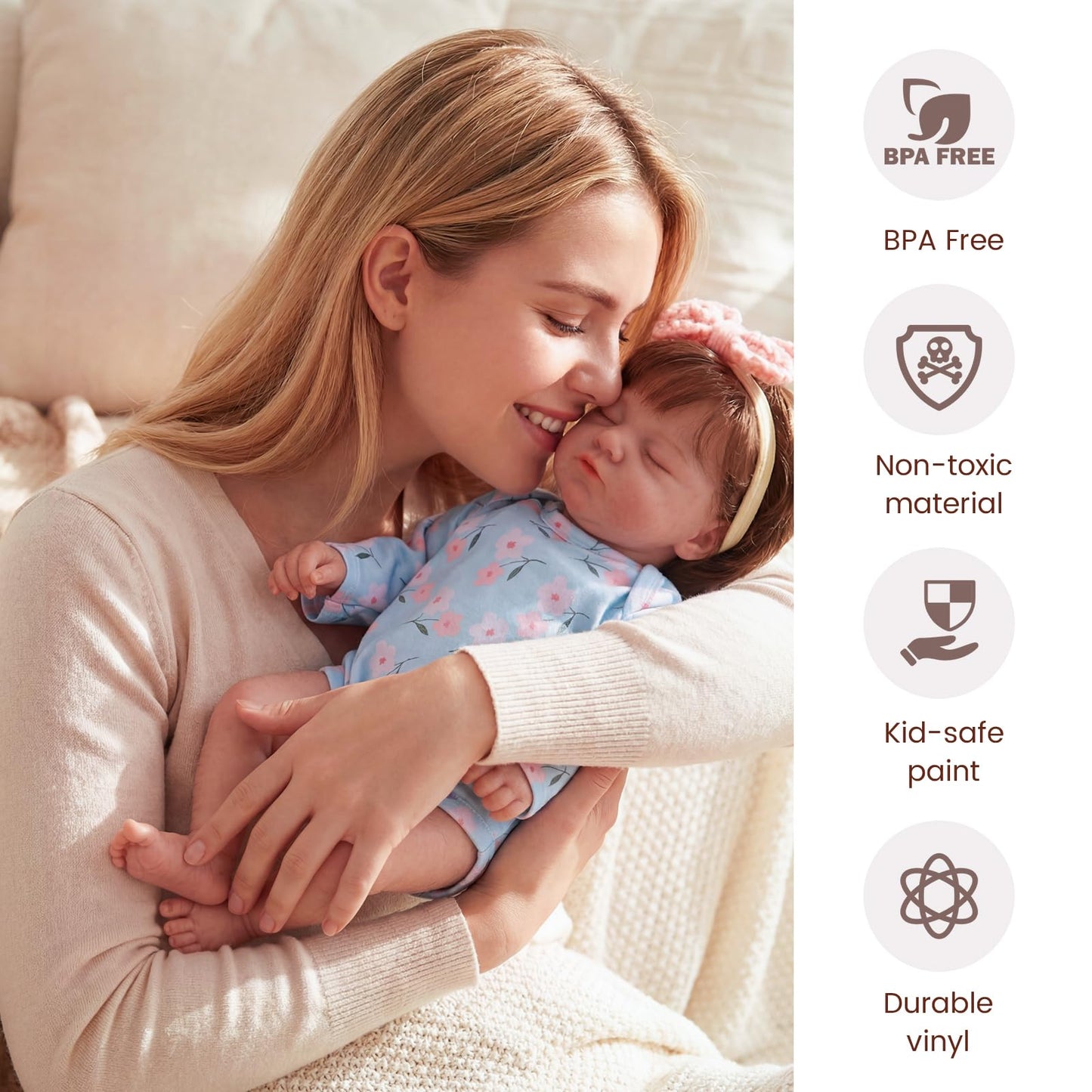 BABESIDE Reborn Baby Dolls - 17 Inch Realistic Baby Doll with Soft Cloth Body, Vinyl Head and Limbs, Lifelike Real Life Baby Dolls Girl with Accessories, Gift for Kids Ages 3+