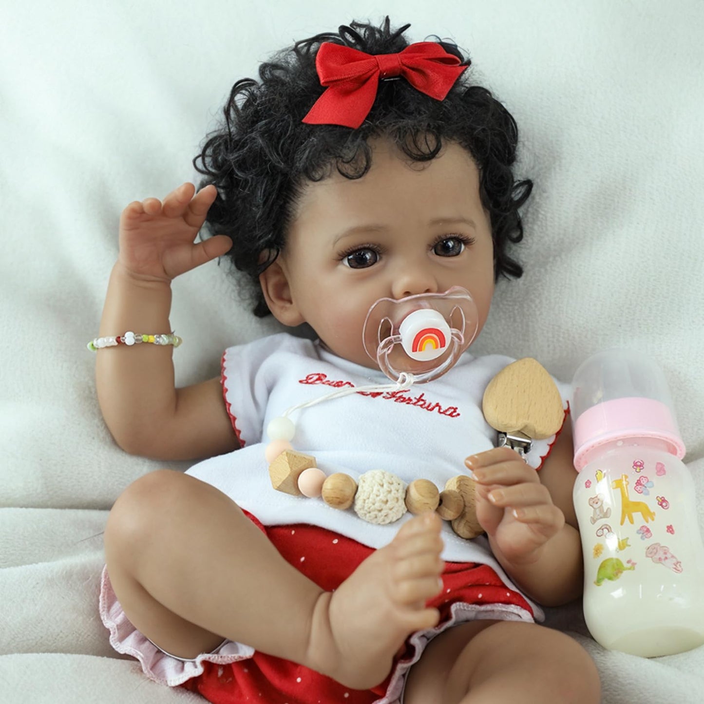 SCOM Reborn Baby Dolls Black-20 Inch Girl African American Realistic Newborn Girl Doll, Lifelike Weighted Soft Body, Christmas Birthday Gift for Kids Age 3+