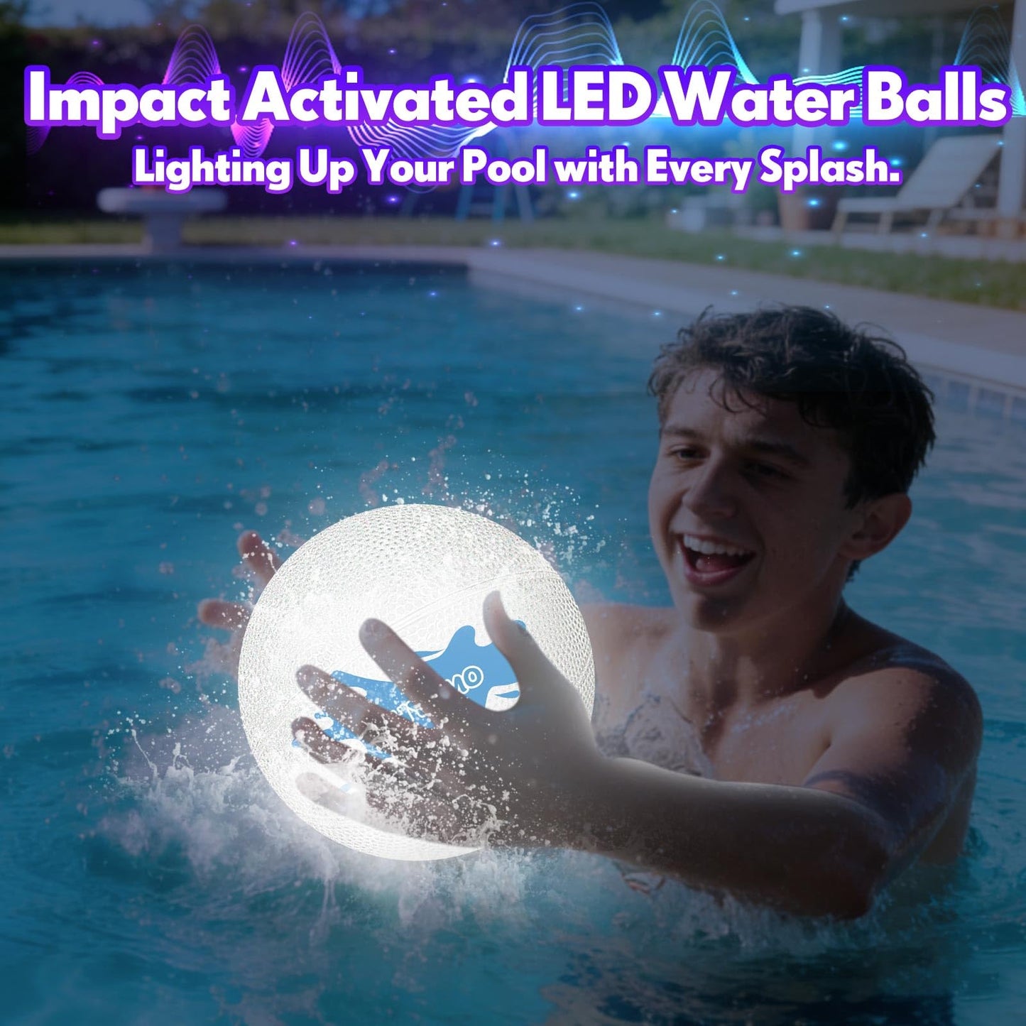 OHYEMO LED Pool Basketball Hoop with 3-Way Sprinkler, Oversized Pool Basketball Game Set with 14in LED Rim/2 Glow Balls/Water-Filled Base/Pump, Light Up Pool Games Toys for Teens Adults, Inground Pool