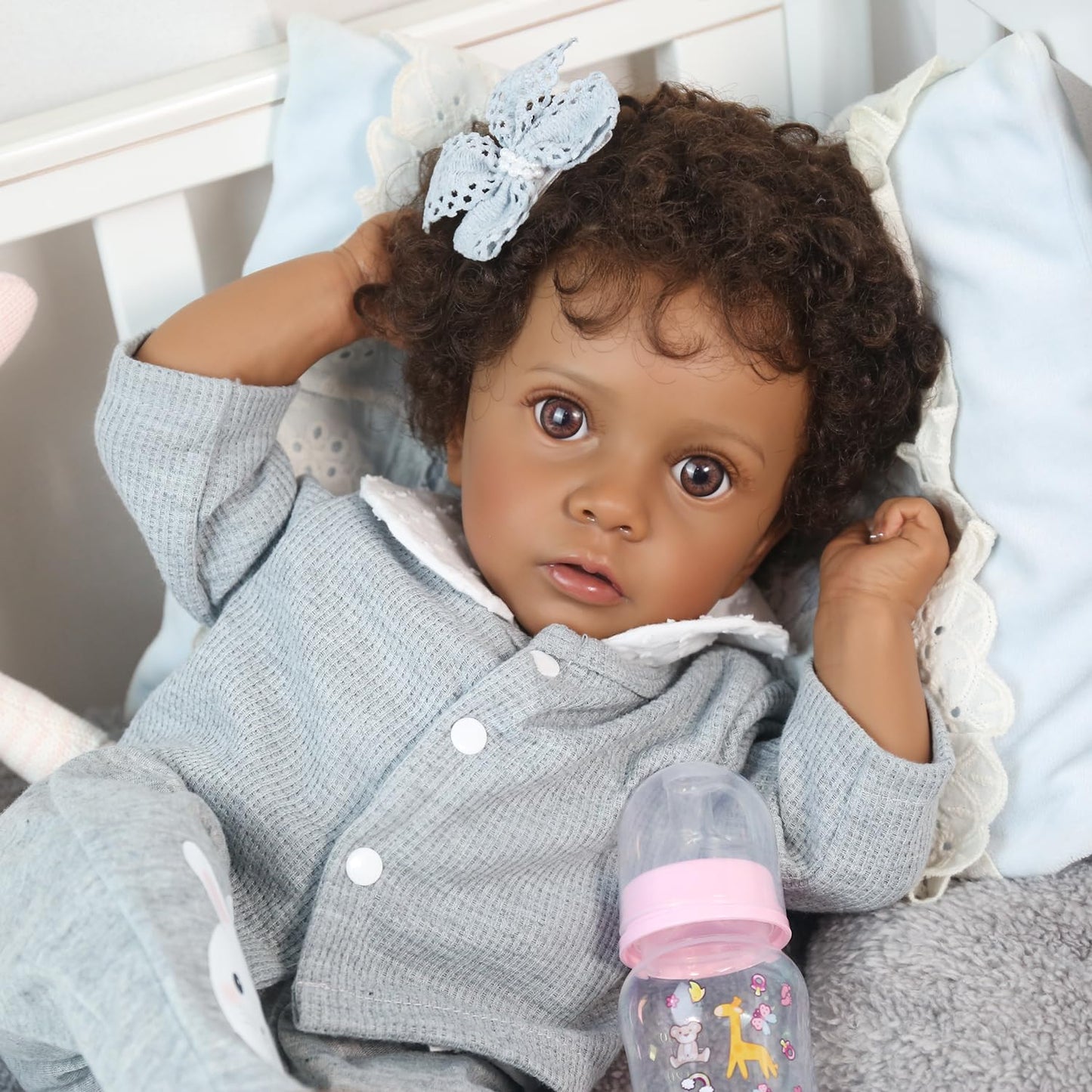 WOOROY Reborn Baby Dolls Girl Black - 20 Inch Realistic Baby Doll African American, Newborn Lifelike Real Life Girl Soft Cloth Body, Gift Set with Accessories for Kids Aged 3+