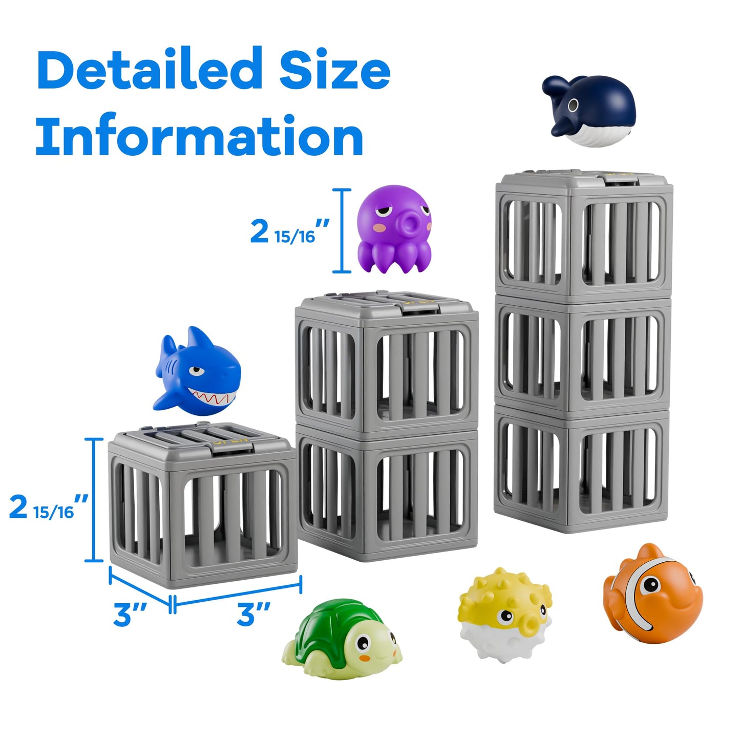 Funscape Kids Pool Diving Toys, Water Swimming Dive Pool Game, Toddler Bath Toy Play Set W/ Fish Box Floating Animals, Fun Outdoor Beach Lake Swim Summer Party Gift 3 4 5 6 7 8 10 12 Year Old Boy Girl