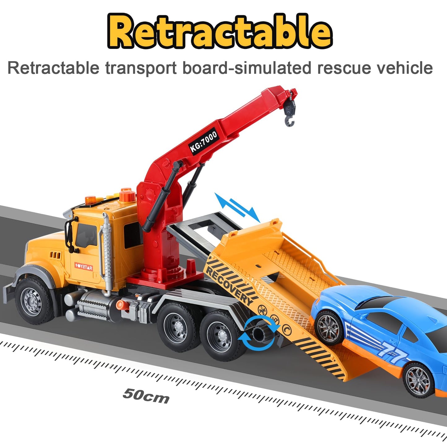 SASBSC Toy Trucks Big Tow Truck Toys for 3+ Year Old Boys with Sound and Light Friction Power Trucks Birthday Gifts for Kids Ages 3-8