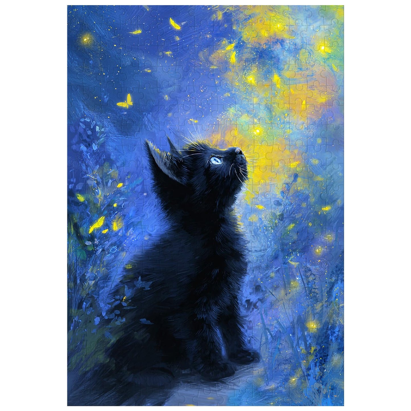 Great Jigsaw Puzzles for Adults 300 Pieces Starry Night Black Kitten Puzzles for Adults Toys Gift Family Decoration Kids Puzzle