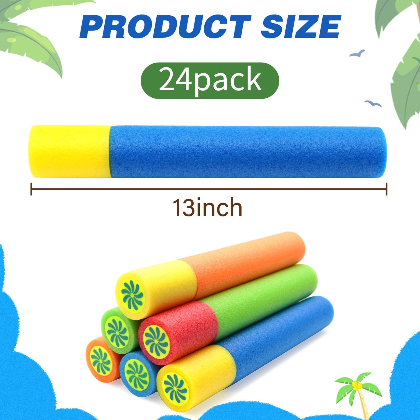 24 Pcs Water Squirter for Kids, Water Blaster Soaker Guns Foam Water Guns Pool Toys Outdoor Beach Swimming Pool Summer Water Fighting Toys for Adult Toddlers Kids
