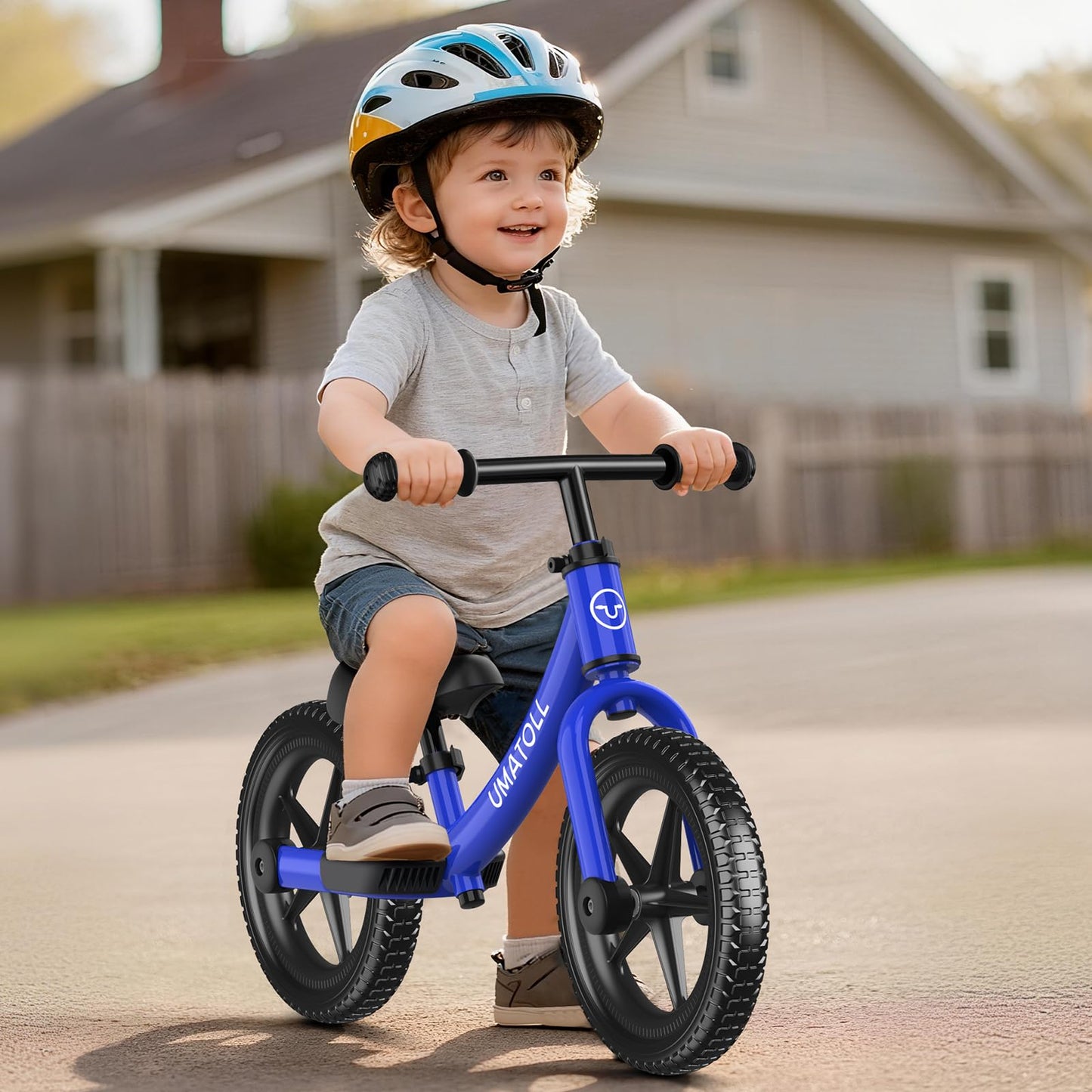 Umatoll Toddler Balance Bike 2 Year Old, Kids Bike Toy for 18 Months to 5 Years Old, Tool-Free Adjustment, Birthday Gifts for 2-3 Boys Girls, No Pedal (Blue)