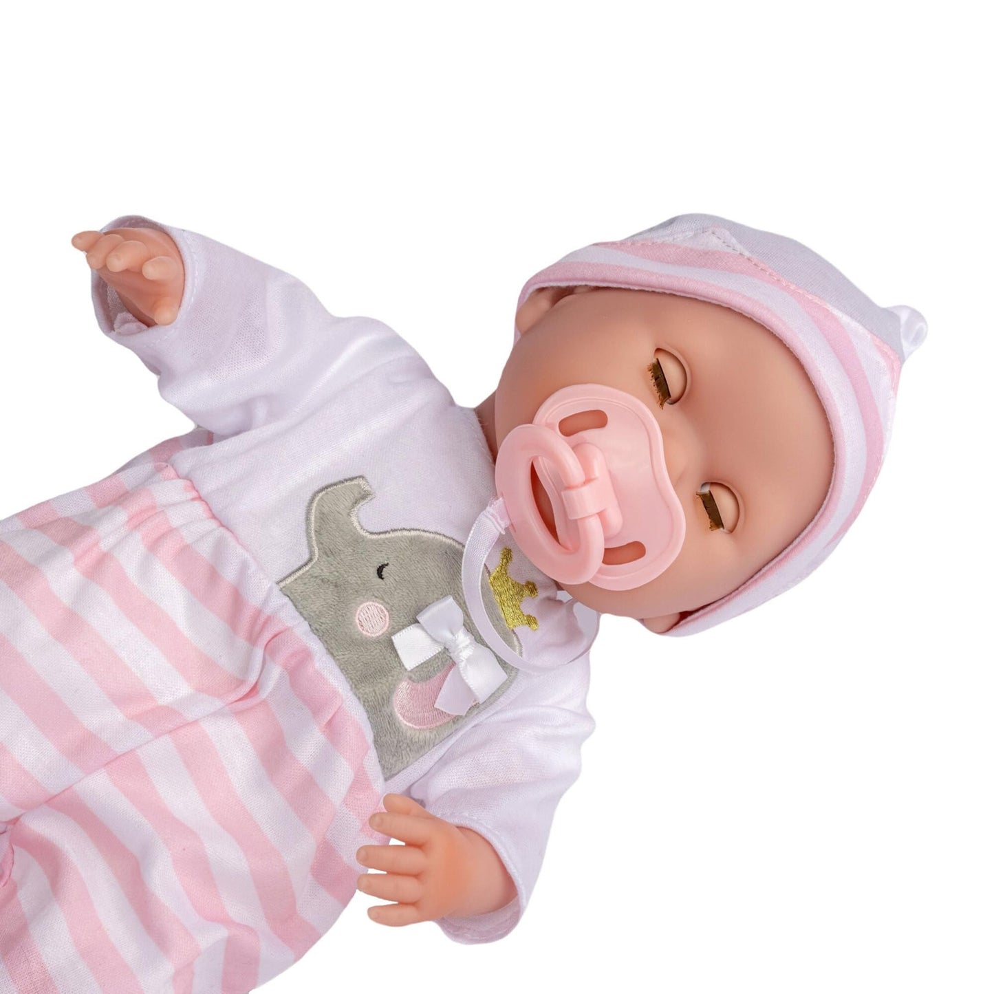 15" Realistic Soft Body Baby Doll with Open/Close Eyes | JC Toys - Berenguer Boutique | 10 Piece Gift Set with Bottle, Rattle, Pacifier & Accessories | Pink | Ages 2+