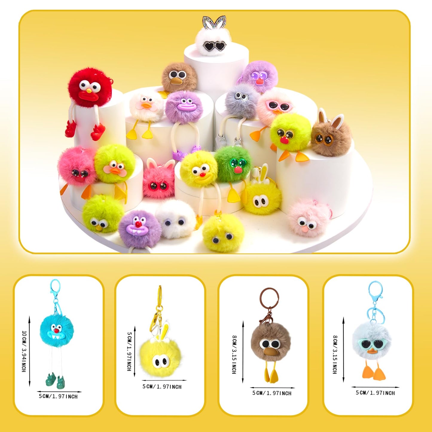 30PCS Party Favors Kids Keychains - Fun Keychain Cute Birthday Goodie Bags Stuffers for Kids Plush Keychain Bulk Monster Keychains End of Year Student Gifts from Teacher 5th Grade Graduation Gifts