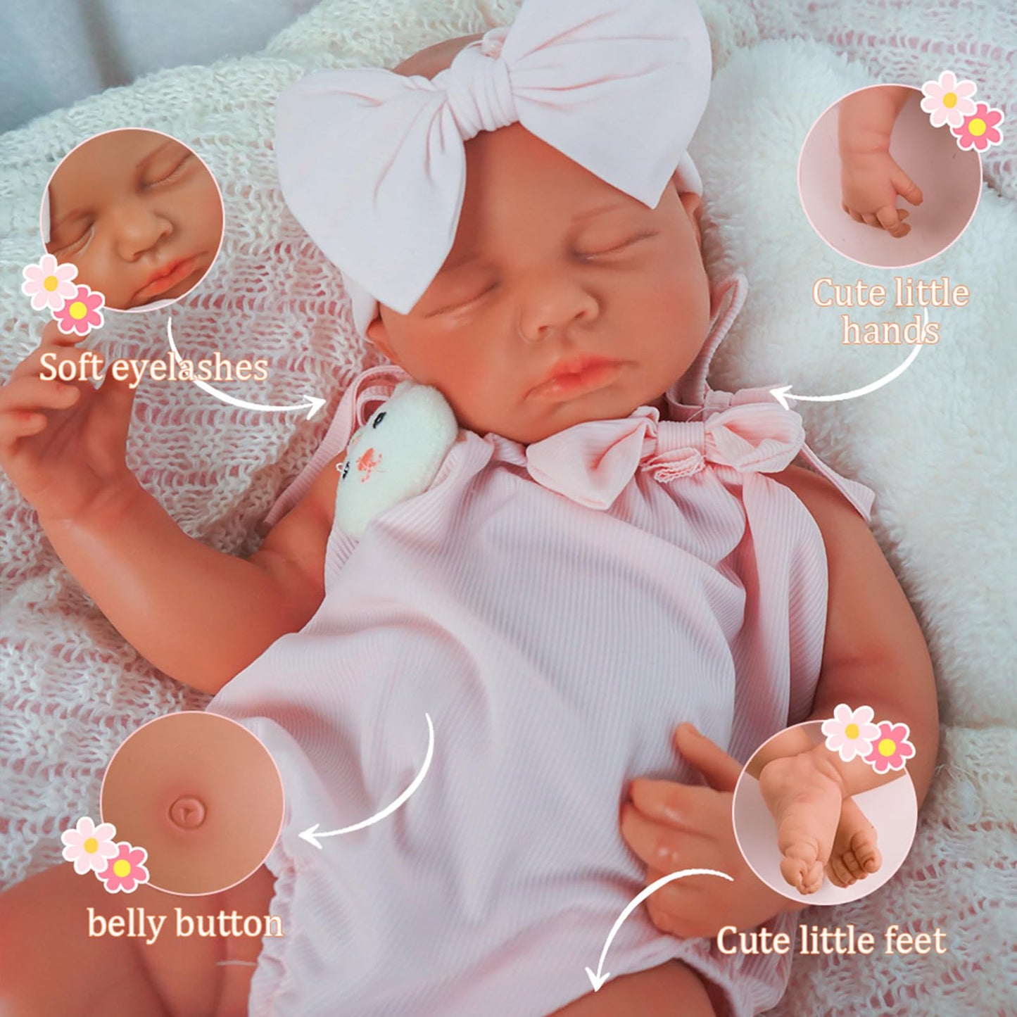 KUICEO Reborn Baby Dolls That Lifelike -18.5 inch Full Body Silicone Sleeping Baby Girl Handmade Face Realistic Body Details for Children Gift