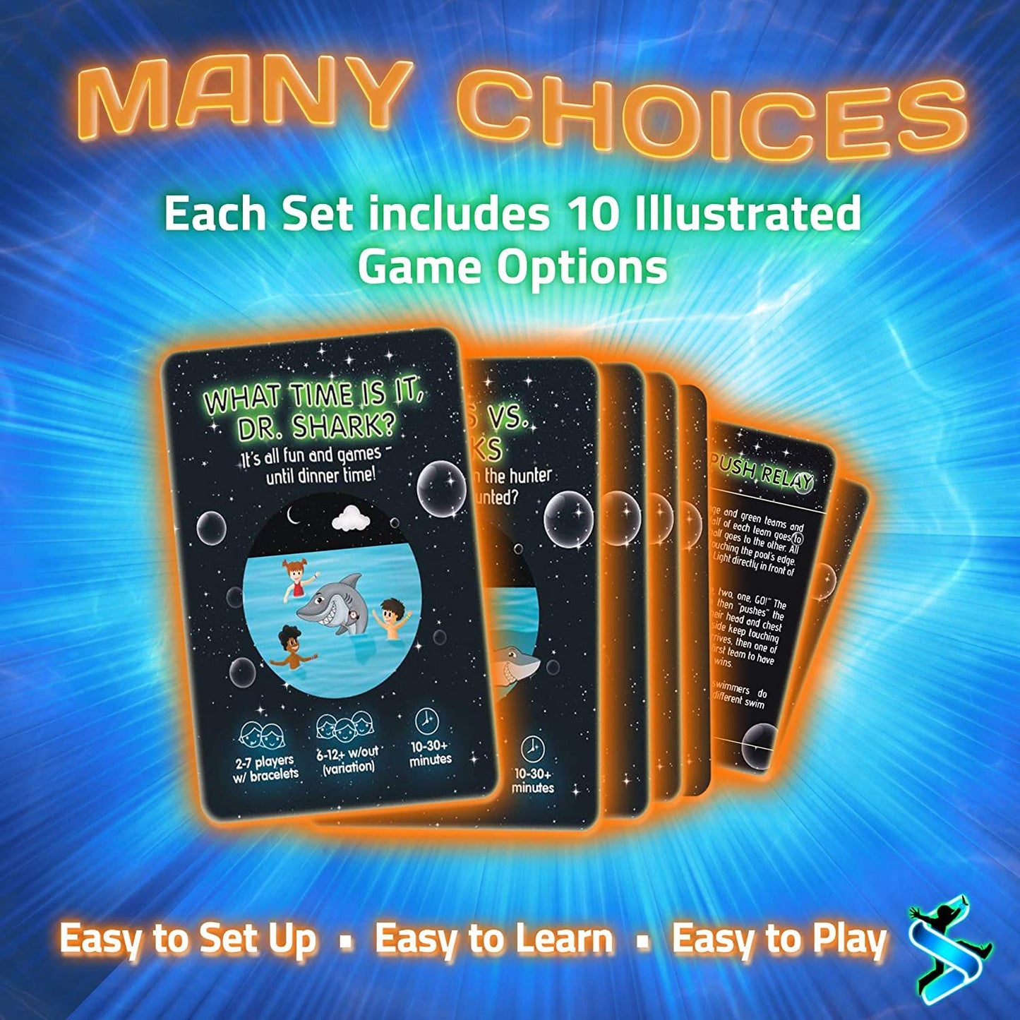 Glow in the Dark Pool Toys: Starlux Pool Party Set – Up Pool Games for Kids | Ages 8+, 1-8 Players | Swimming Bracelets, Floating Lights & Diving Gems | 10 Play Options | Reusable & Eco Friendly