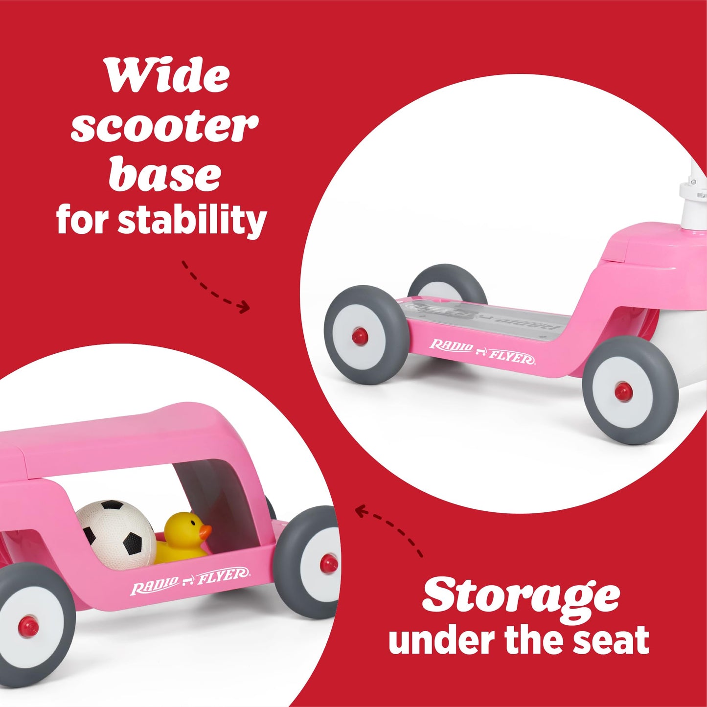 Radio Flyer Scoot 2 Scooter, Pink, for Kids Ages 1-4, Ride On Toy or 4-Wheel Kids Scooter, Durable Wheels and Frame, Converts Easily with Flip Deck, Toddler Ride On Toys (Amazon Exclusive)