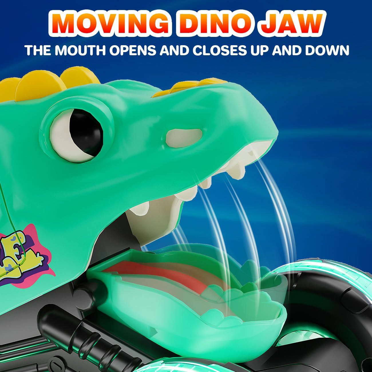 Dinosaur Monster Trucks for Toddlers 2-4: Toy Cars 3 Pack for Toddler Age 1-3,Light-Up Truck,Moving Mouth, Car Toys for 1 Year Old Boy,Dinosaurs Toy Kids 3-5,5-7,Boys Girls Gifts (Yellow-Green-Red)