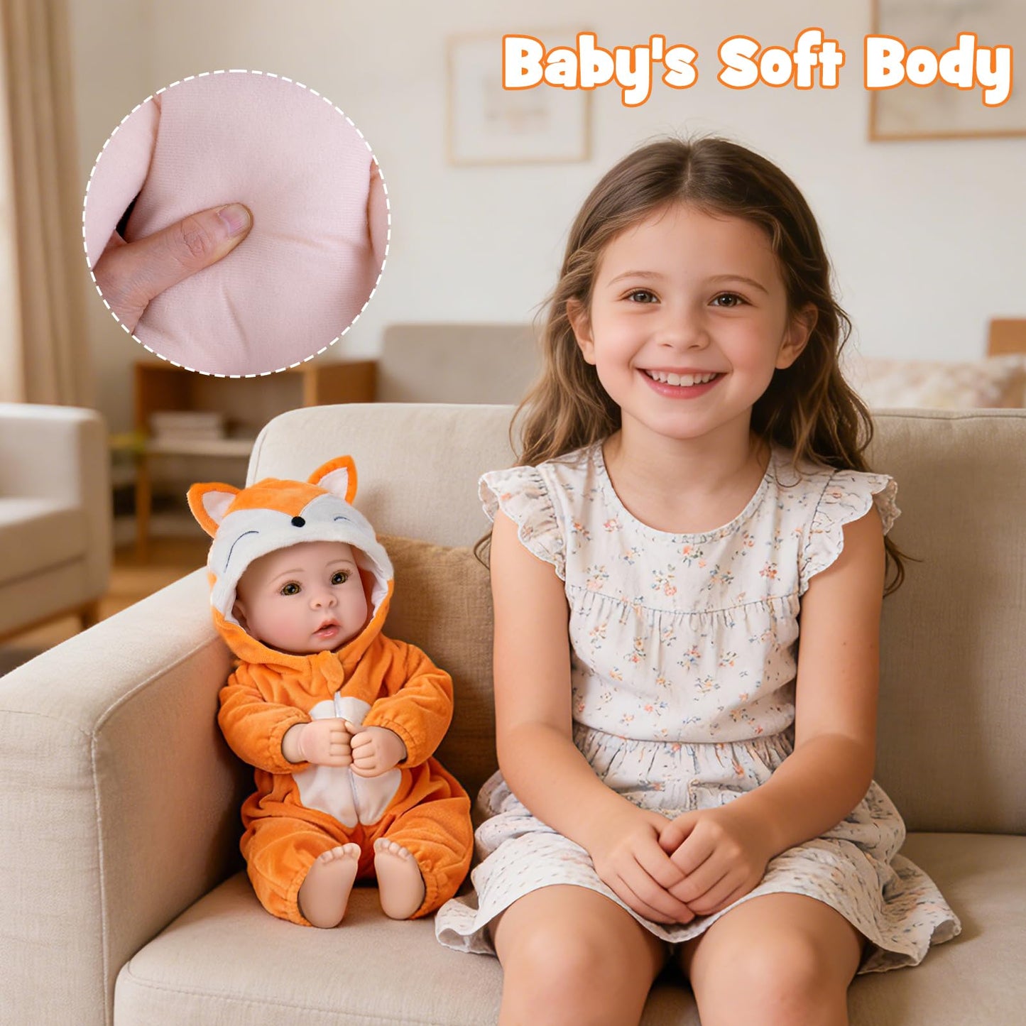 UOFTKIZ Baby Girl Dolls- 17-in Soft Vinyl Limbs and Cloth Body Real Life Baby Doll, Gift for Kids 3+, Grandparents, New-Parents