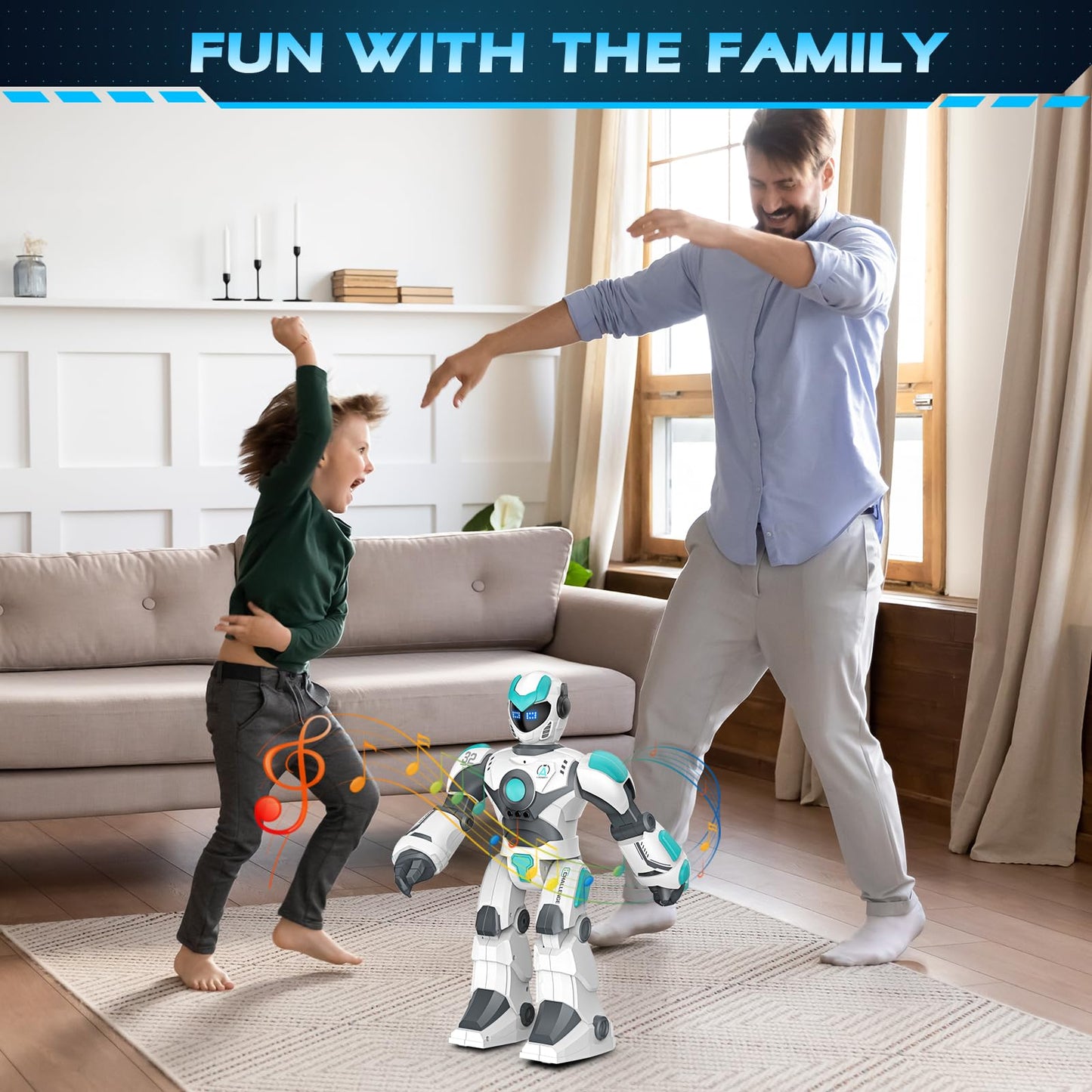 VATOS Remote Control Robot for Kids Extra Large, 15.4" Programmable RC Robot Toy with Sing Dance, Gesture Sensing & Voice Control Rechargeable Smart Toy for Boys Girls Toddler 3 4 5 6 8+