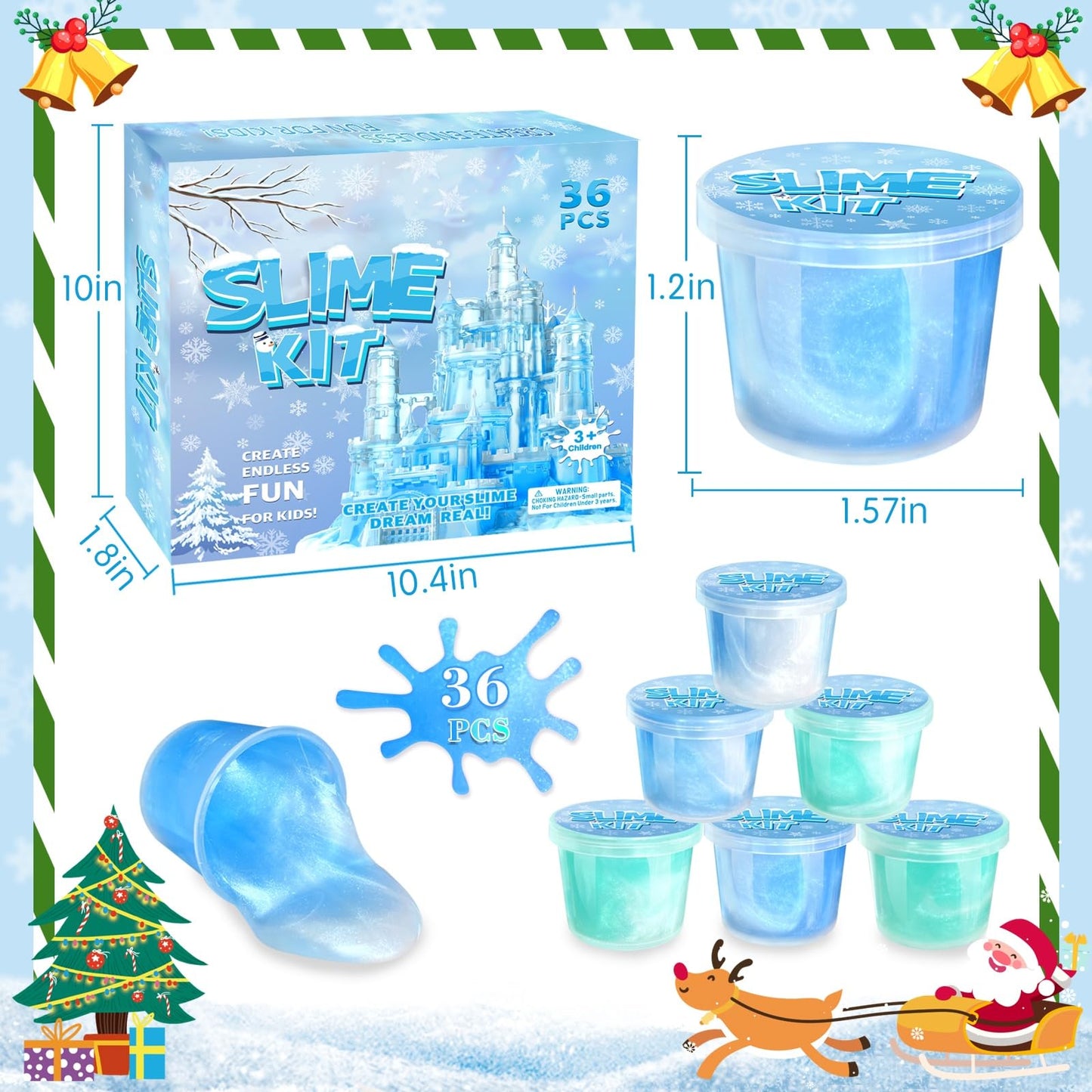 36 Pack Frozen Slime Party Favors for Kids Winter Snowflake Slime Putty Toys Christmas Easter Birthday Goodie Bag Stuffer Classroom Reward for Girls Boys Stretchy Non-Sticky Stress Relief