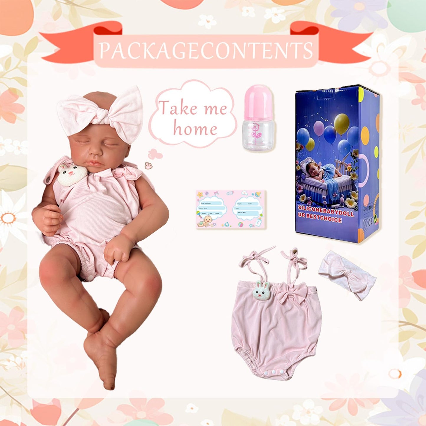 KUICEO Reborn Baby Dolls That Lifelike -18.5 inch Full Body Silicone Sleeping Baby Girl Handmade Face Realistic Body Details for Children Gift