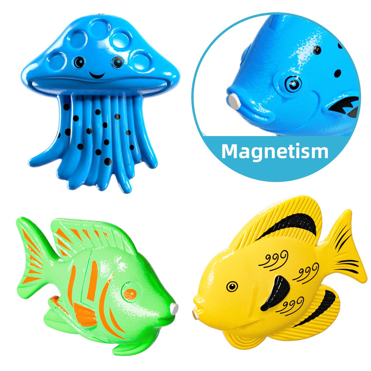 TEMI Fishing Toy Game for Kids 3 4 5 6 7 8 Years Old, 51 Fish Bath Playset for Toddlers, Toy Magnetic Rod and Fishing Net, Outdoor Water Toys for Kids Age 3-5, Party for Boy and Girl
