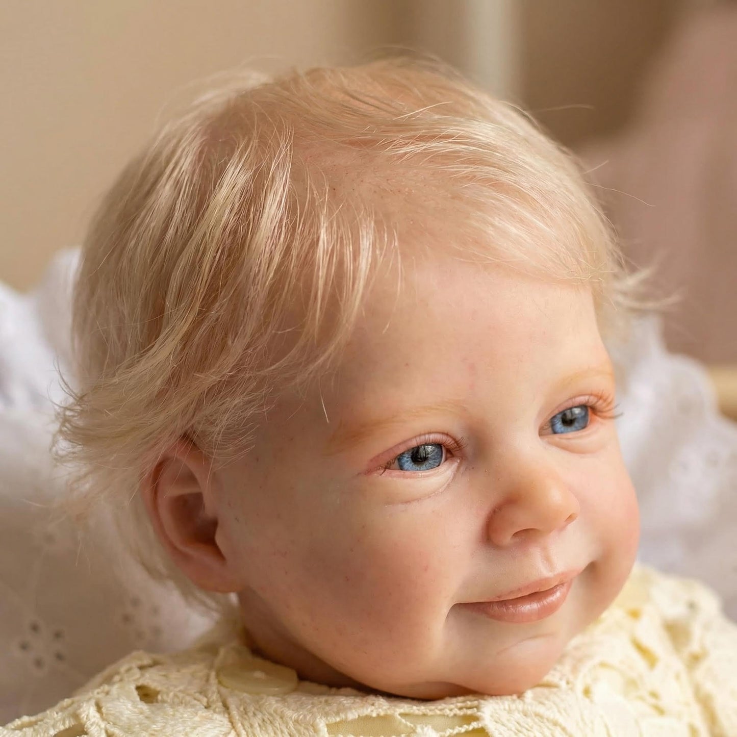 KAWAYII -18Inch Reborn Baby Dolls Realistic Cloth Body Girl Newborn Lifelike Baby Doll Blond Hair Dolls Toy Gifts for Kids Age 3+
