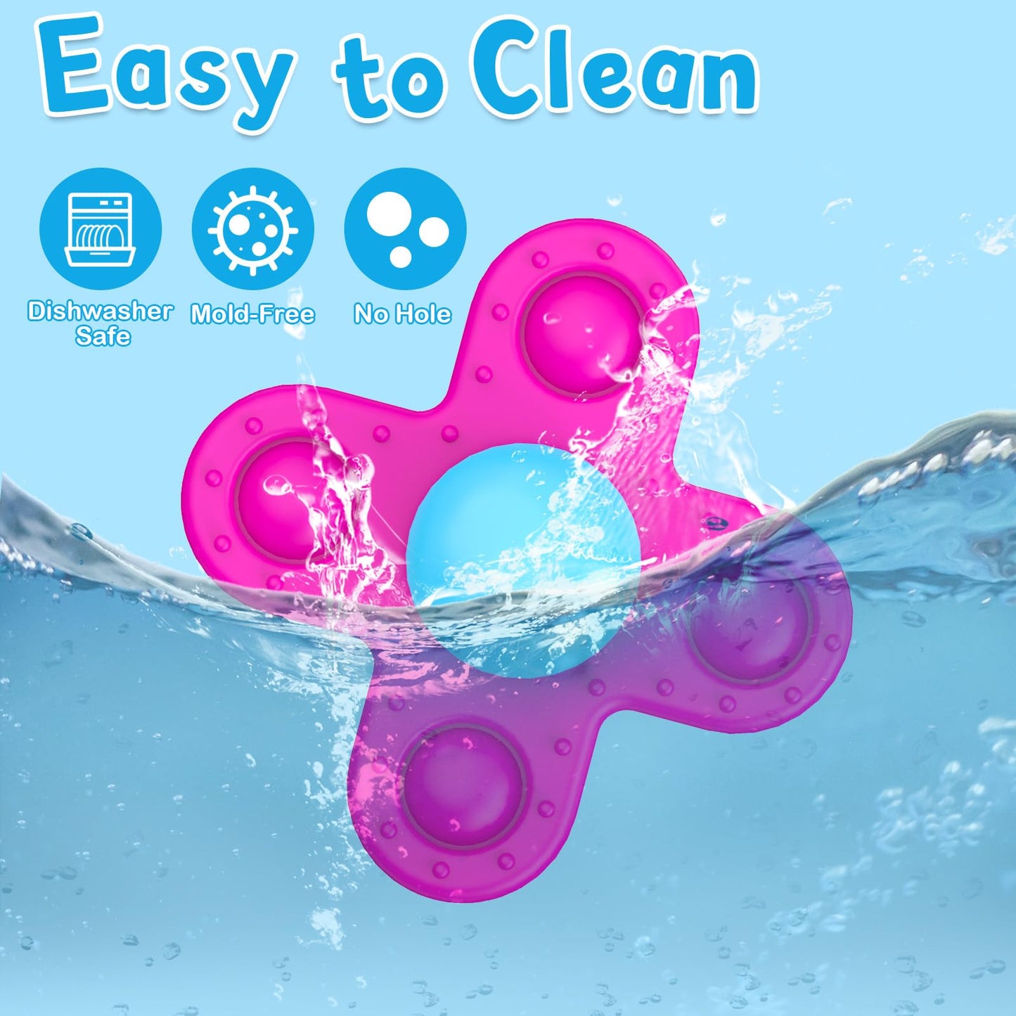 Guibola Suction Cup Spinner Bath Toys for 1 Year Old Boy Girl, 3 Pcs Spinning Bath Toys for Toddlers 1-3