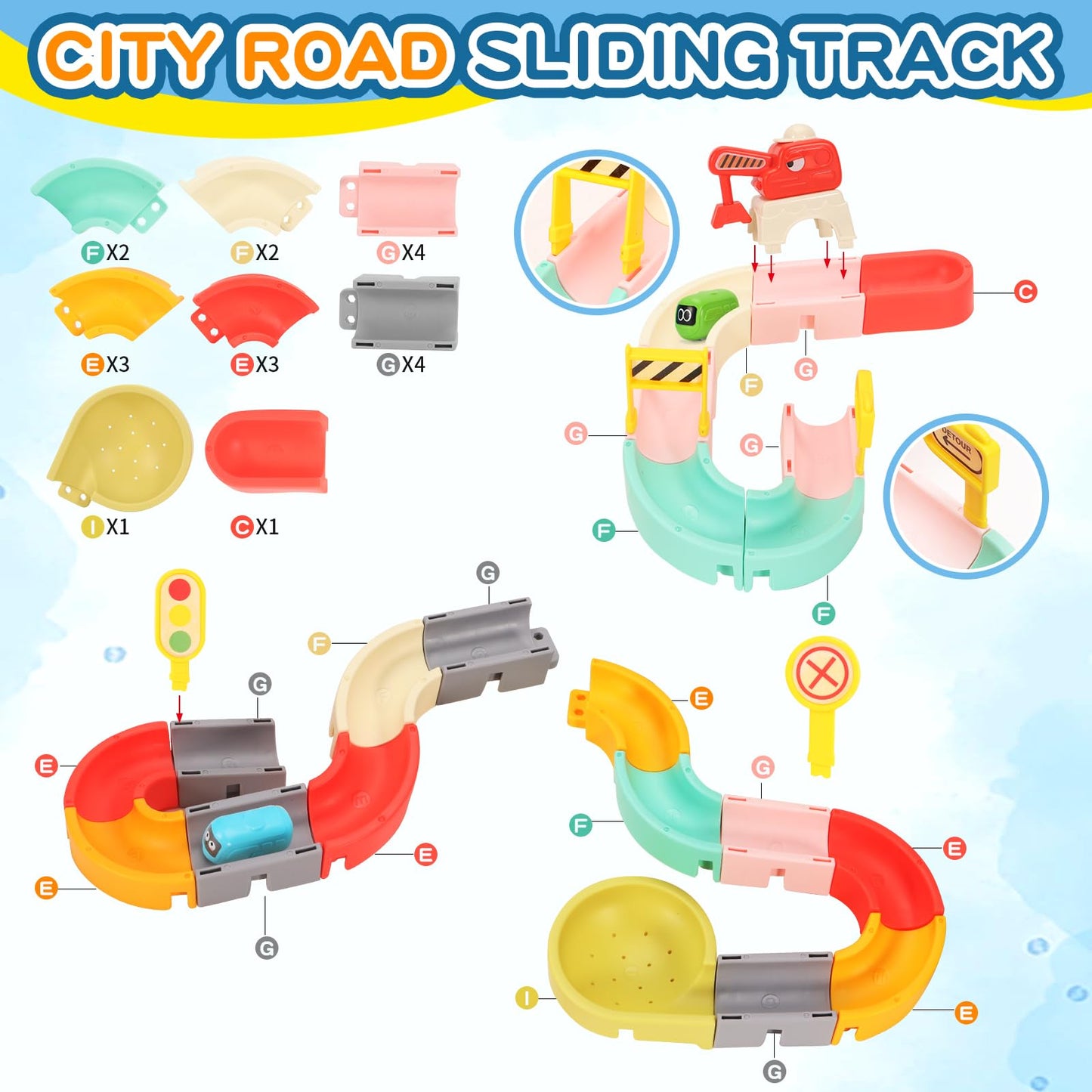 Kids Bath Toys for Kids Ages 4-8 3-5 with Magnetic Car Bath Toys Mold Free & DIY Slides Tracks Bathtub Shower Toys Birthday Gifts for Toddlers 2-4 5 6 7 8 Year Old Boys Girls (47 PCS)