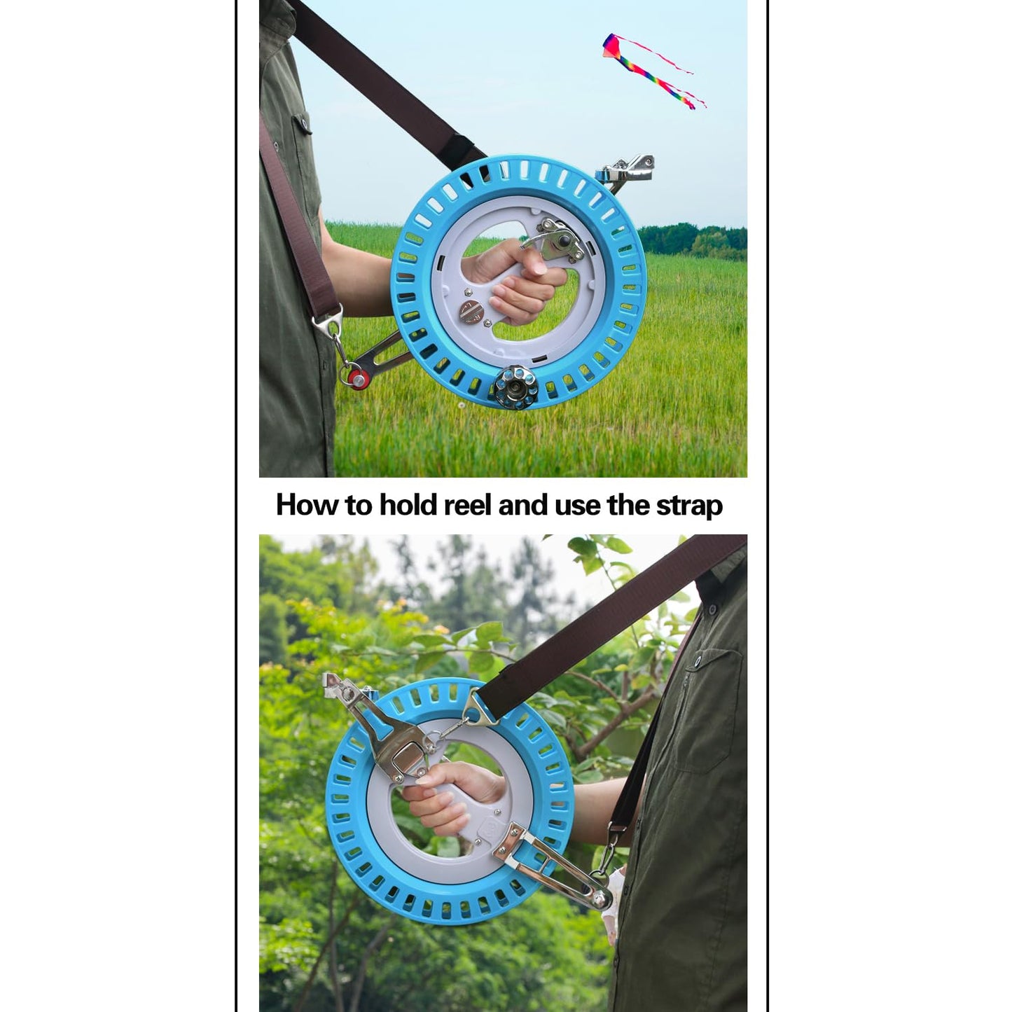 C COMCROSFLY 10.6" Kite Reel with Brake, Heavy Duty ABS Plastic & Alloy Kites String Winder for Big Kites, Professional Kite Reel with Lock, Smooth Bearing Control for Adults Outdoor Flying