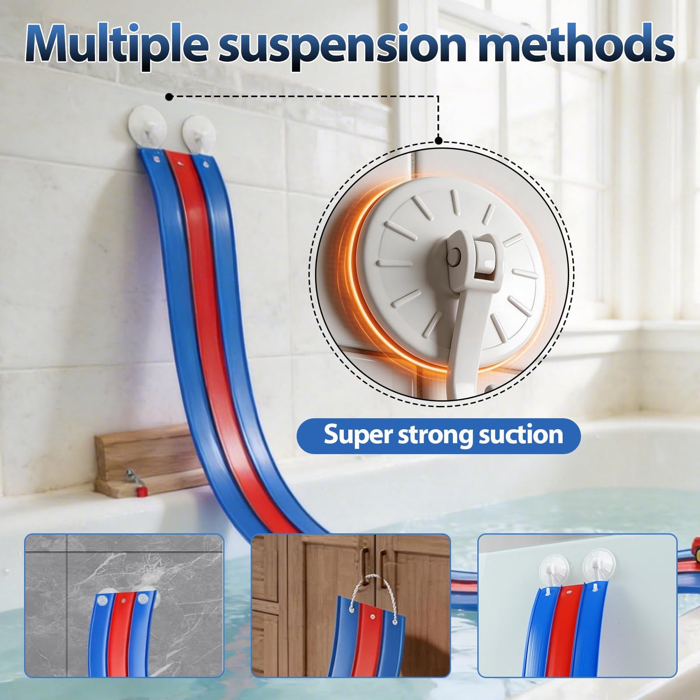 Bathtub Race Track Race Car Bath Toy Set,12PCS Kids Bath Toys，Three-Track Suction Cup Flexible Race Track Toys for Kids,Racing Gifts,Compatible with Hot Wheels & Diecast 1/64th Cars,Including net Bag
