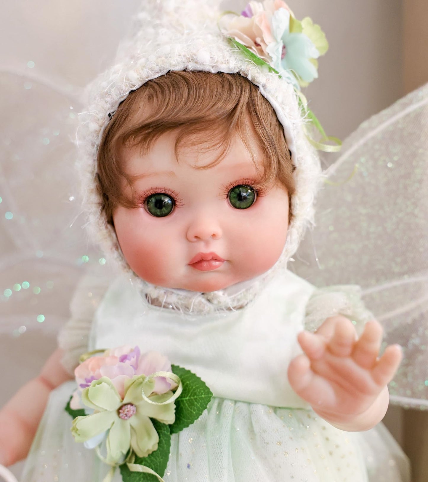 Cloveray Baby Doll, 18 Inch Reborn Baby Dolls – Realistic Lifelike Green Fairy Newborn Girl Doll, Real Life Baby Dolls with Accessories, Gift for 3+ Year Old Girls, Pretend Play & Collection