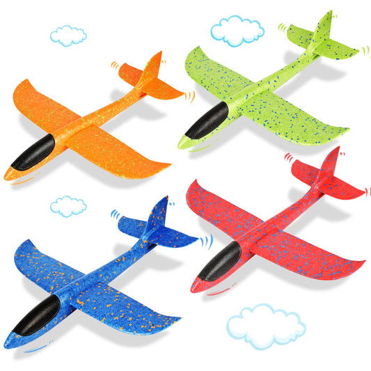 VCOSTORE 4 Pack Foam Airplanes for Kids, 17.5'' Large Throwing Foam Glider Planes Toys,Flying Styrofoam Kid Airplanes Toy for 3 4 5 6 7 8 9 10 11 12 Year Old Boys Girls with Outdoor Sports Play