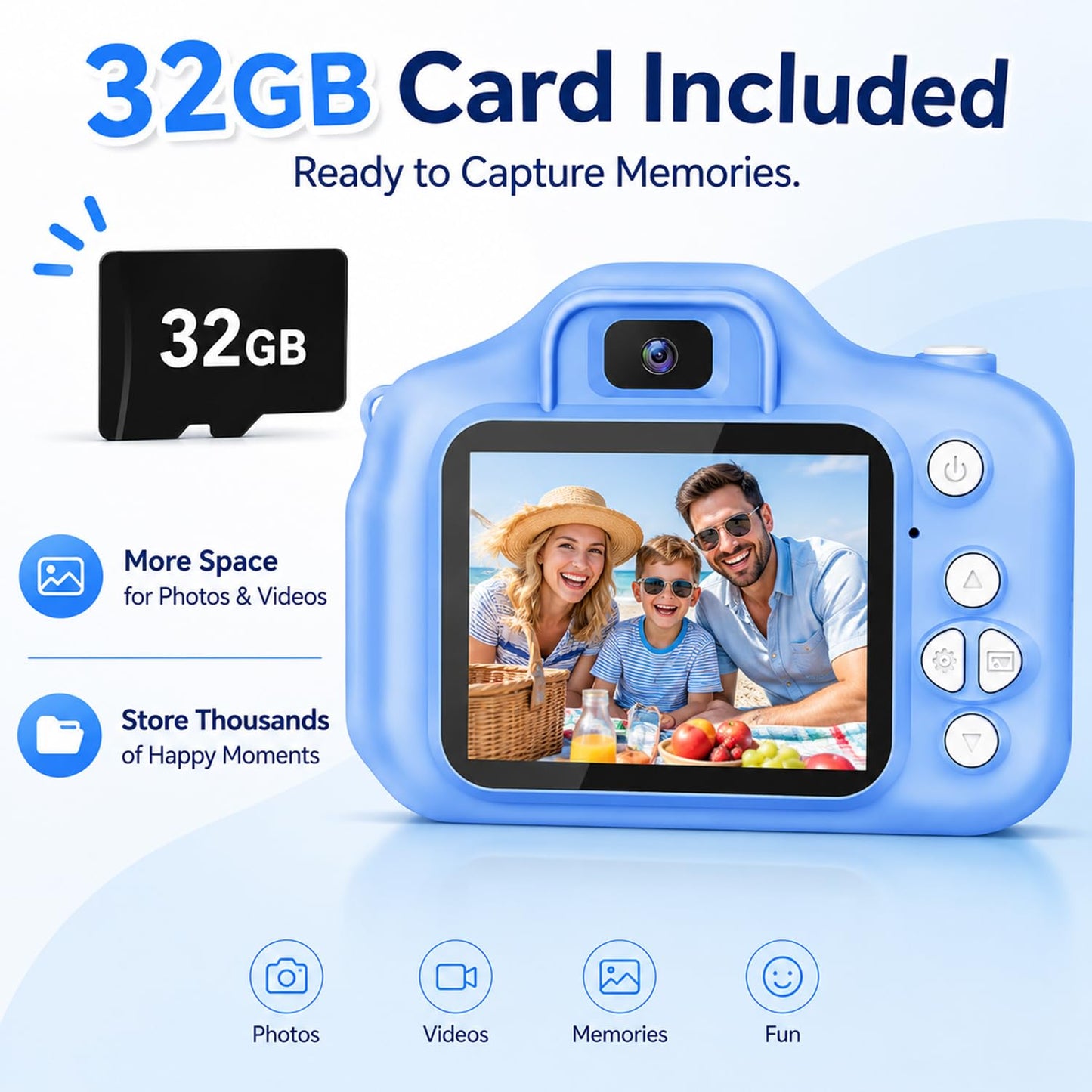 Tyseoome Kids Camera Toys Gifts Christmas Birthday Festival for Boys Age 3 4 5 6 7 8 9 10 Year Old Boy Toys HD Digital Video Toddler Camera with 32GB SD Card(Blue)