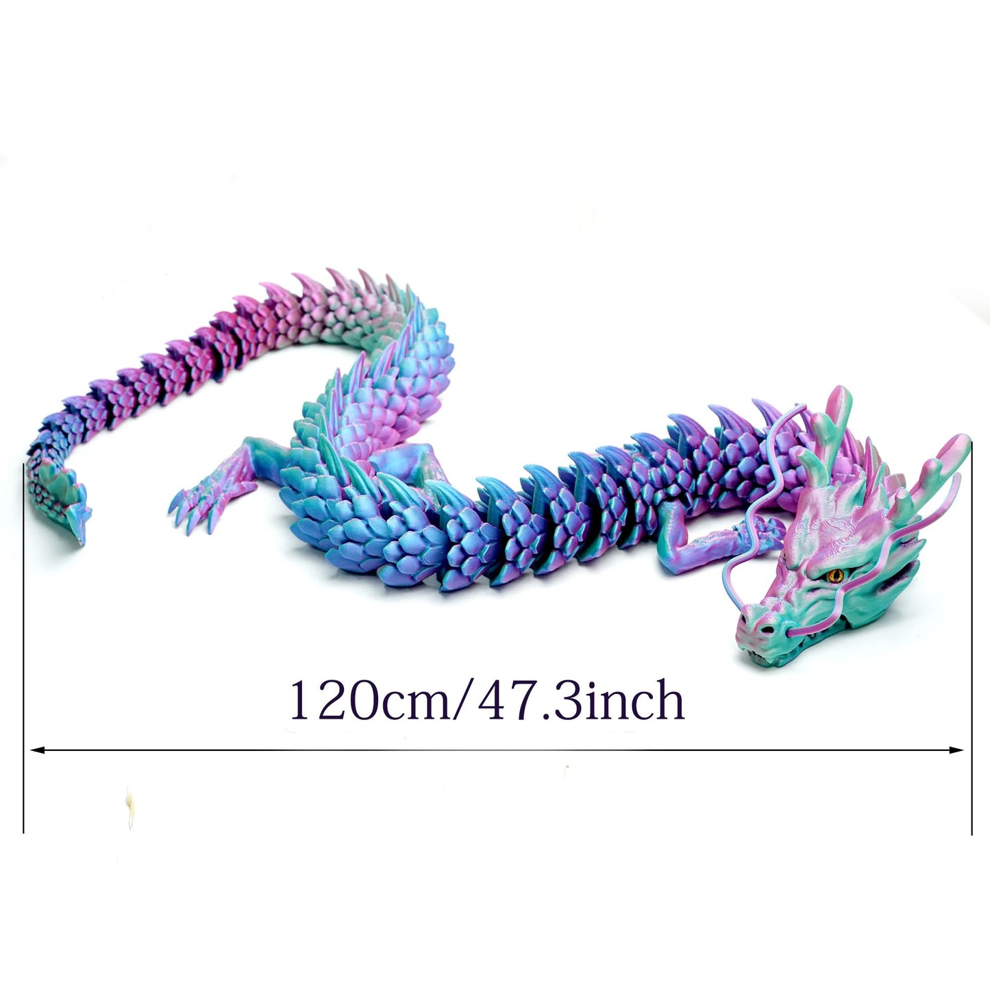 Large 3D Printed Dragon Toys,XXL Animals 47.3 inch Super Long and Big Size lacertid Figurines,Giant 3 D Printer Stuff Dragons Egg,Huge Fidget Action Figures,Cool 3-d Print Gifts (47.3inch-PG)