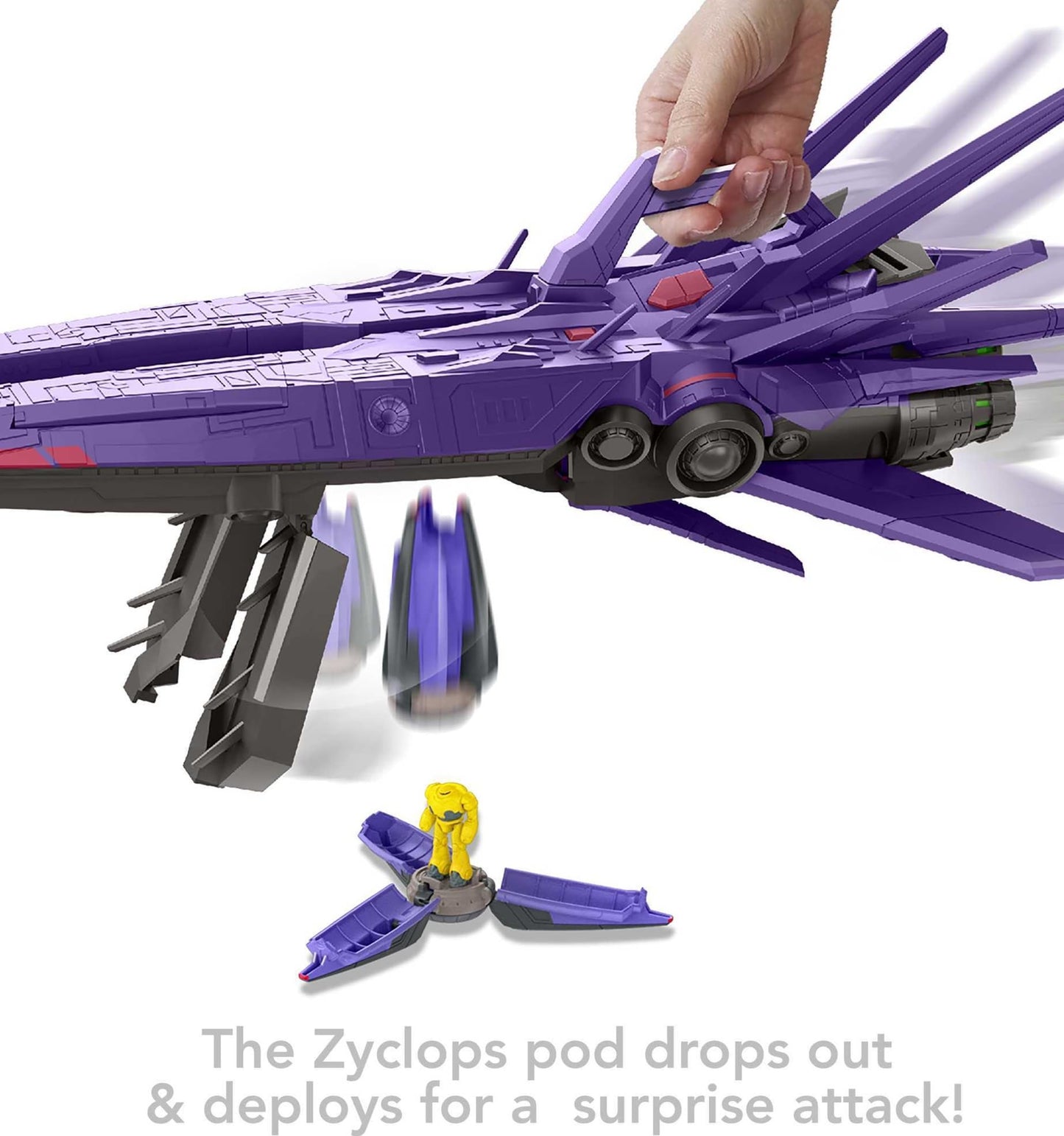 Mattel Disney and Pixar Lightyear Vehicle Playset, 20-inch Zurg Mothership with Lights & Sounds Plus Zyclops Figure, Hyperspeed Series