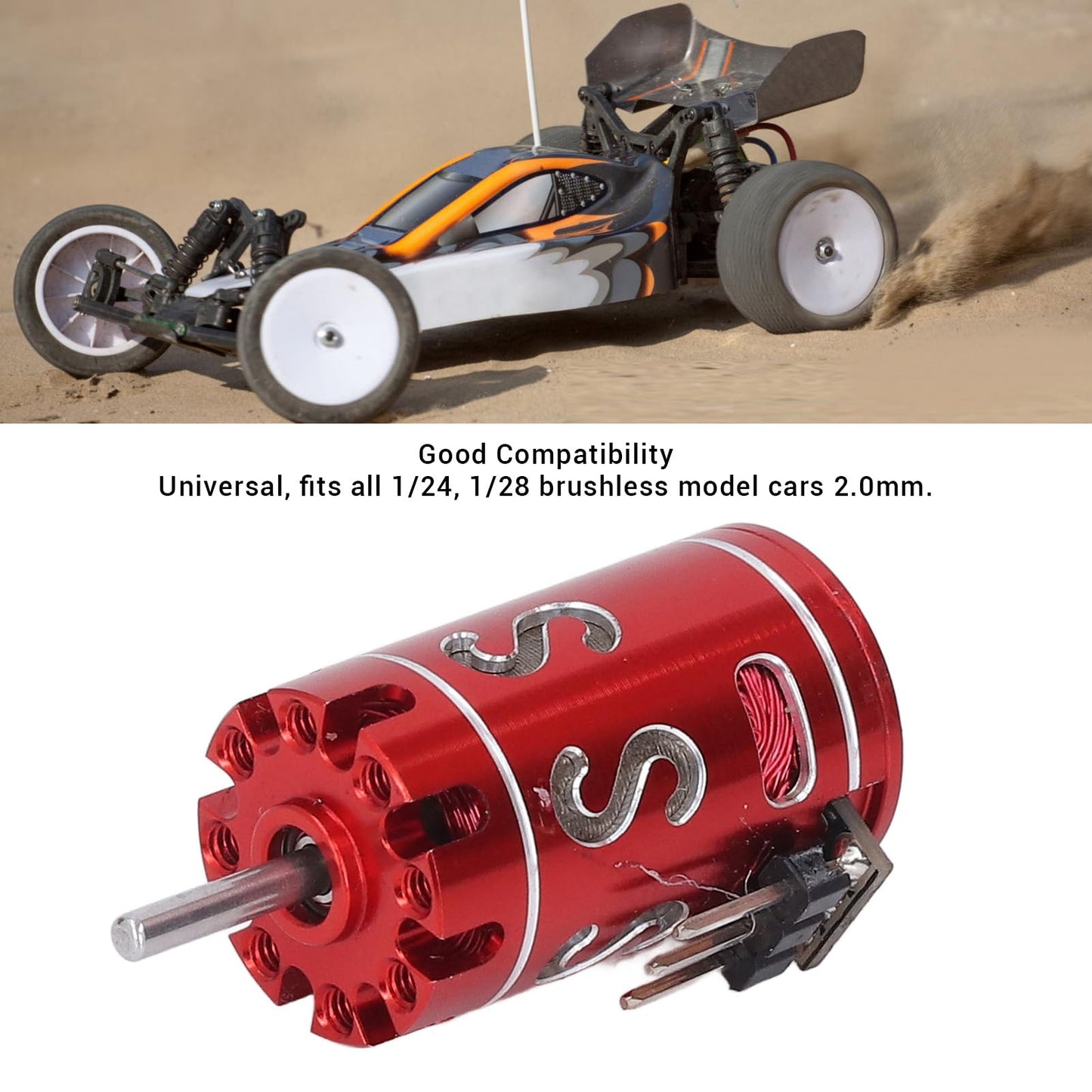 Drfeify RC Brushless Mini Electric Motor for K989 K969 1/24 1/28 with 2.0mm Shaft, High Speed RC Boat Model Electric Motor (3500KV